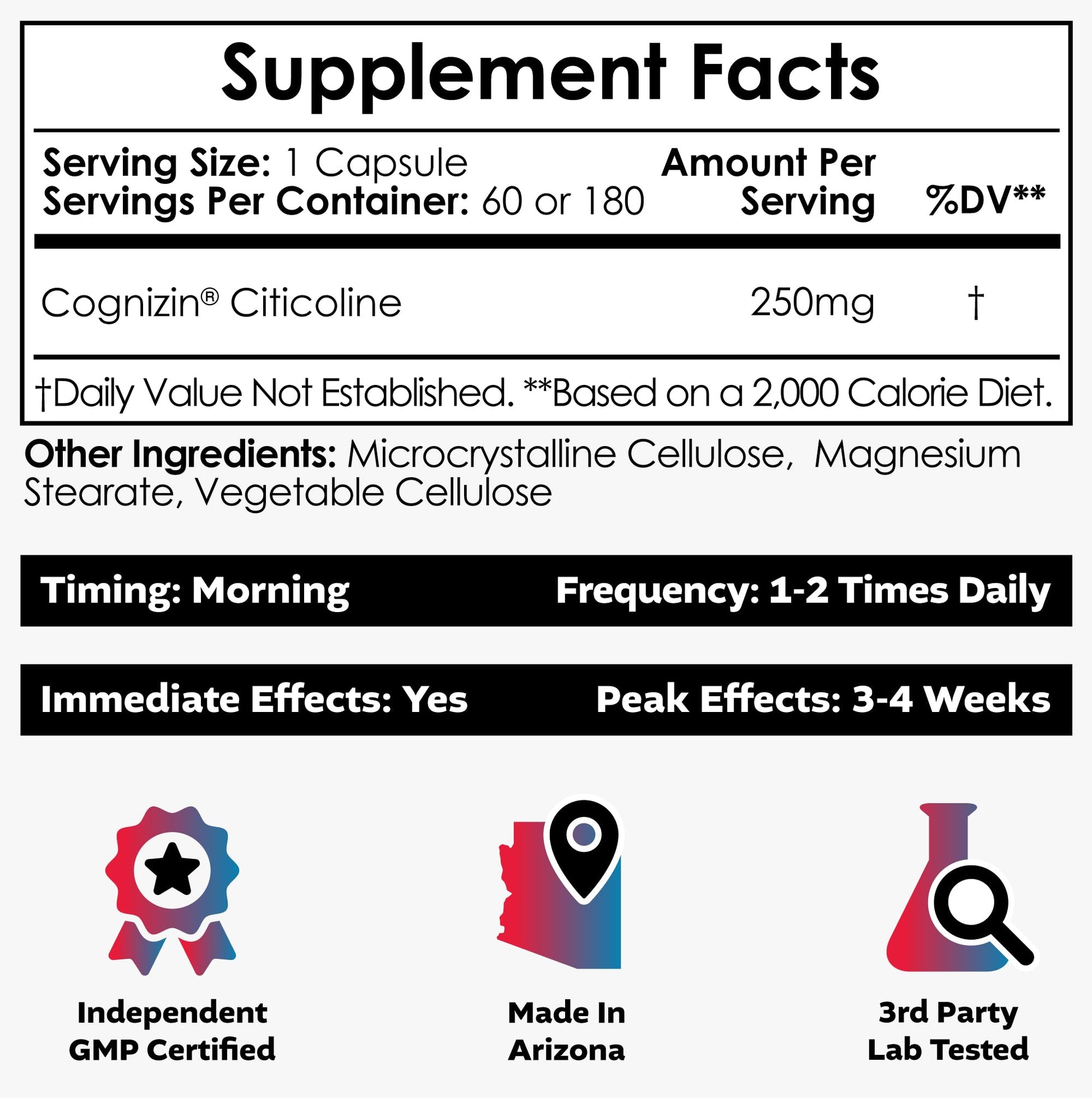 Nootropics Depot Cognizin Citicoline Capsules | 60 Count | Choline Supplement | Brain Health Supplement | Regulates Memory and Cognitive Function | Supports Attention, Focus and Recall Nootropics DepotAu supplements