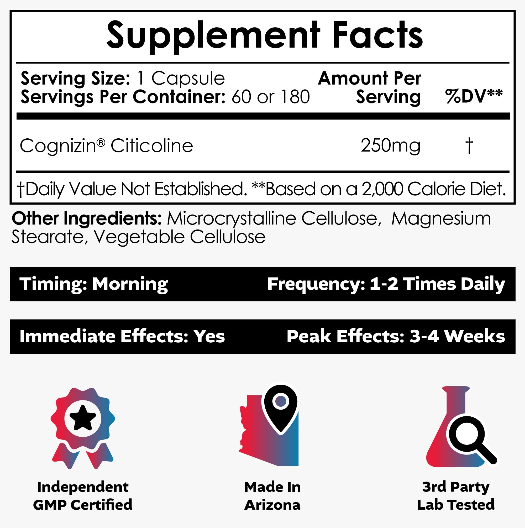 Nootropics Depot Cognizin Citicoline Capsules | 60 Count | Choline Supplement | Brain Health Supplement | Regulates Memory and Cognitive Function | Supports Attention, Focus and Recall Nootropics DepotAu supplements