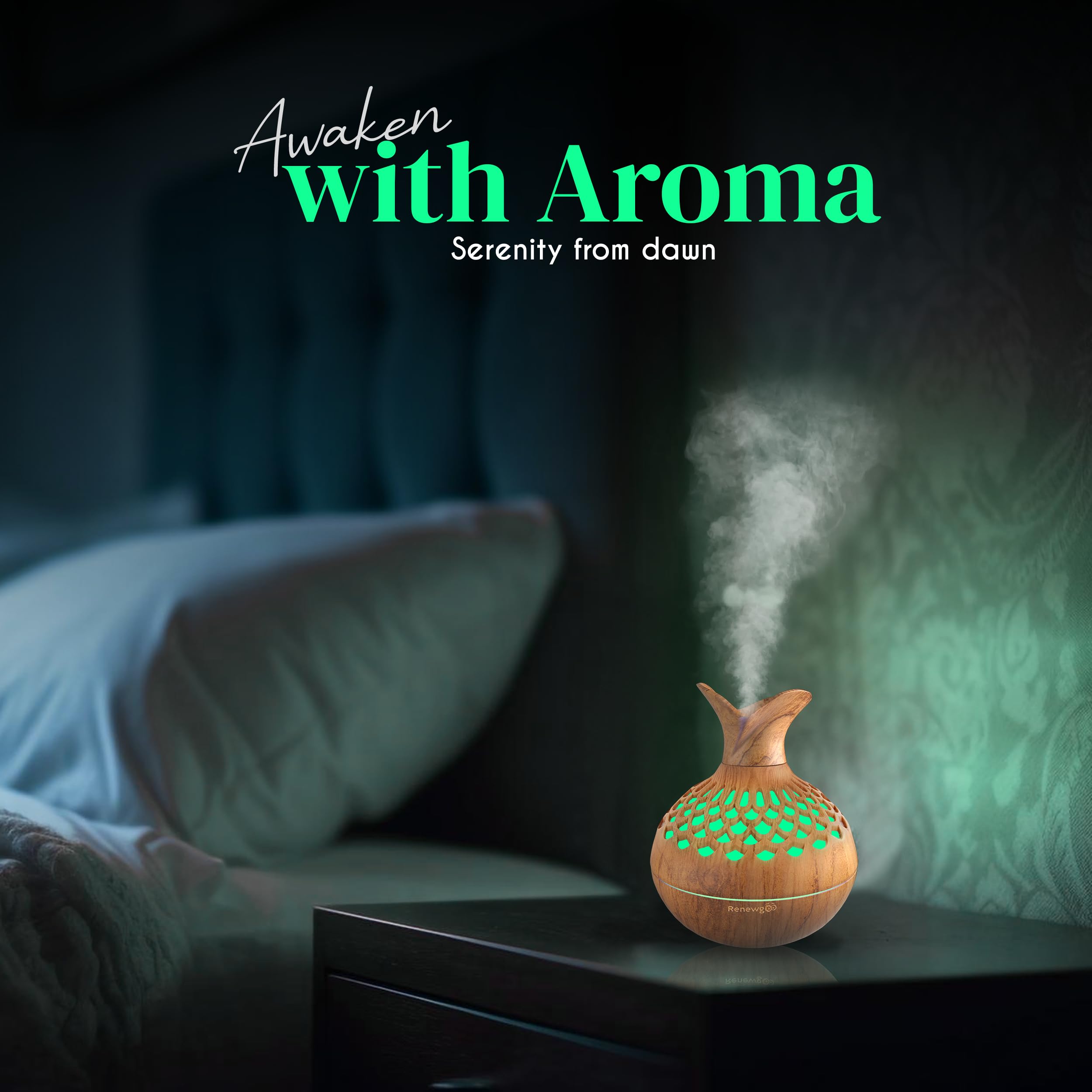 Aroma Diffuser for Essential Oils, Ultrasonic Aromatherapy Flower Oil Diffuser, Modern Cool Mist RenewgooAu supplements