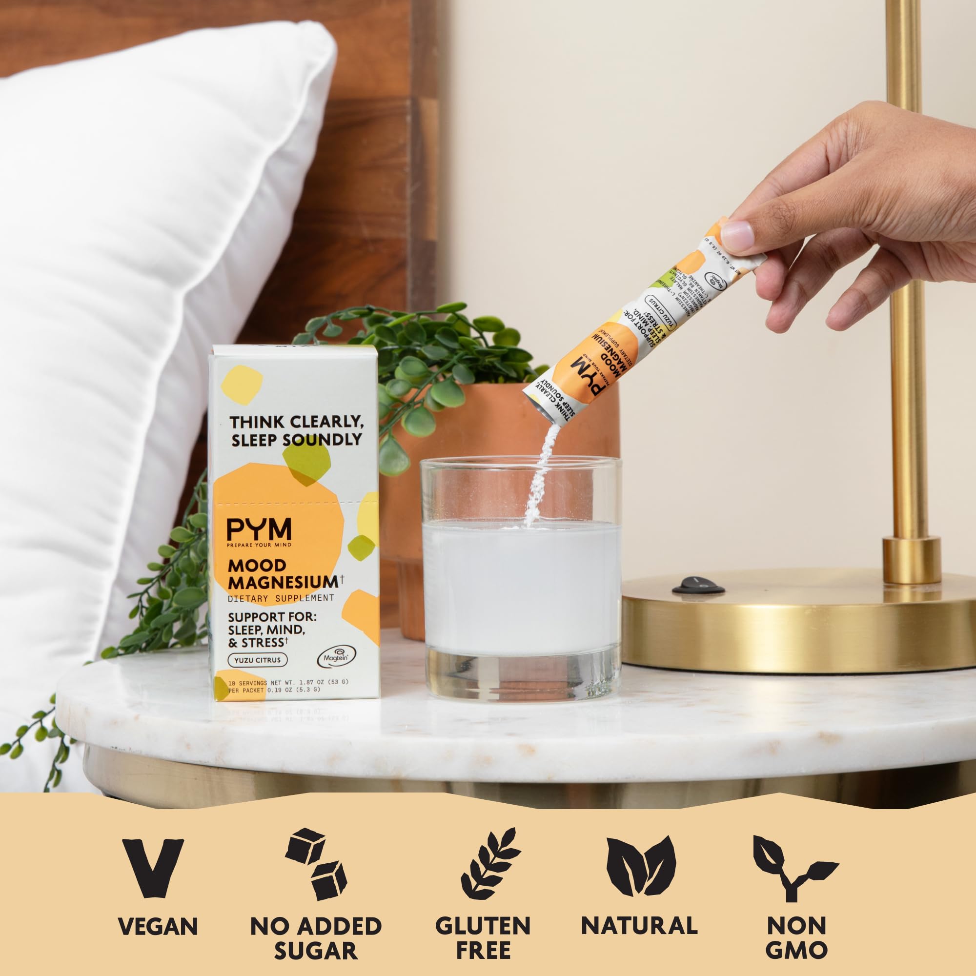 PYM Mood Magnesium Powder Packets (10-Servings) Magnesium Glycinate, L-Threonate & Malate Powder | Aid & Mood Support Supplement for Stress PYM HealthAu supplements