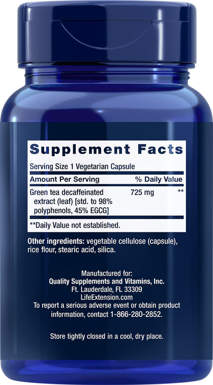 Life Extension Decaffeinated Mega Green Tea Extract – Polyphenol-Rich, Cell Health Life ExtensionUS supplements