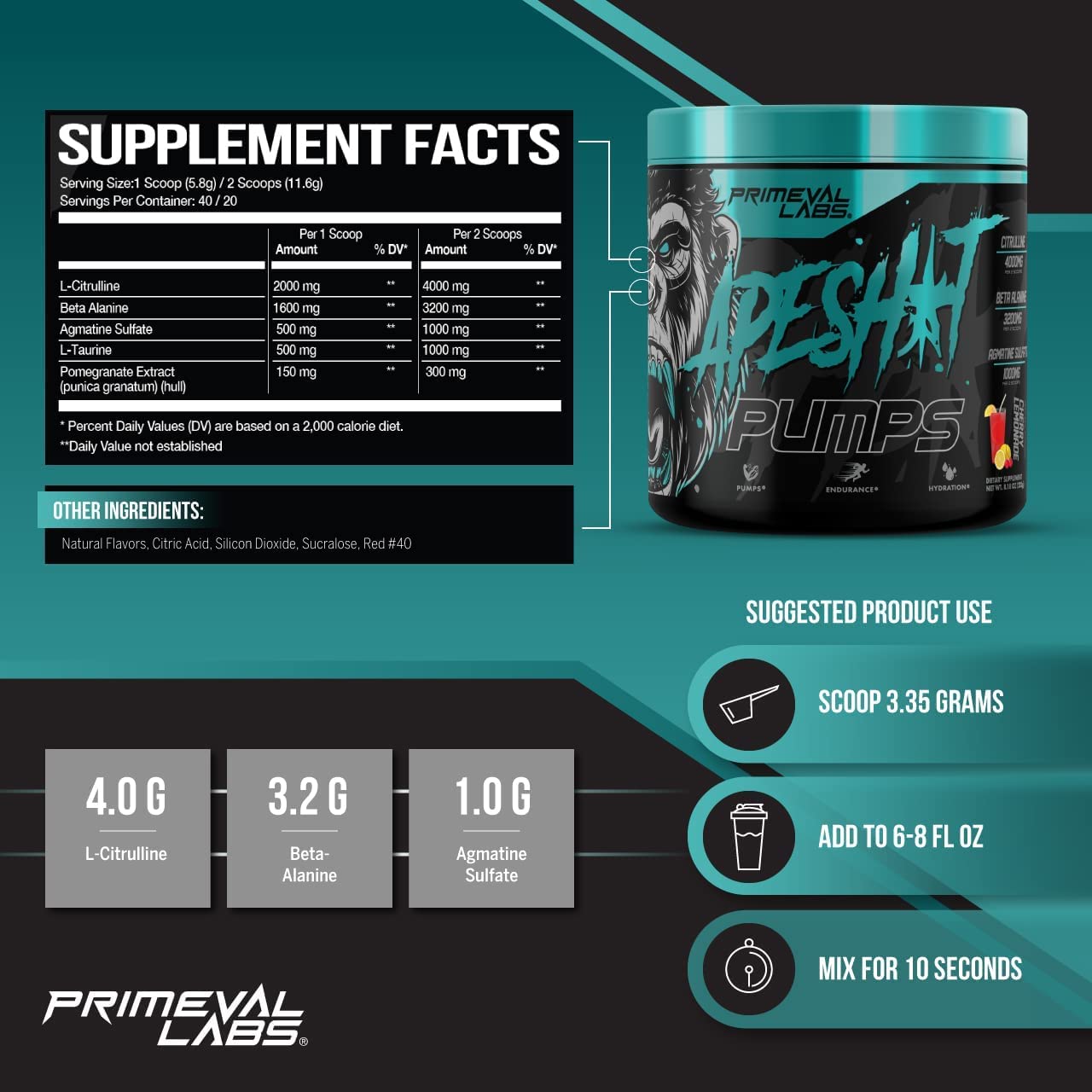 Primeval Labs Ape Pumps Natural Pre Workout Powder | Caffeine Free Preworkout Primeval LabsAu supplements