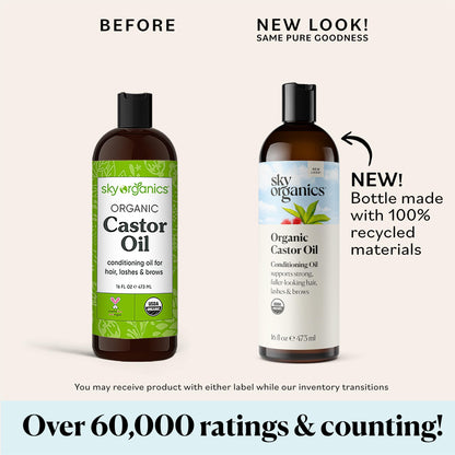 Sky Organics Castor Oil (2x16oz) USDA Organic Cold-Pressed Unrefined100% Pure Sky OrganicsUS supplements