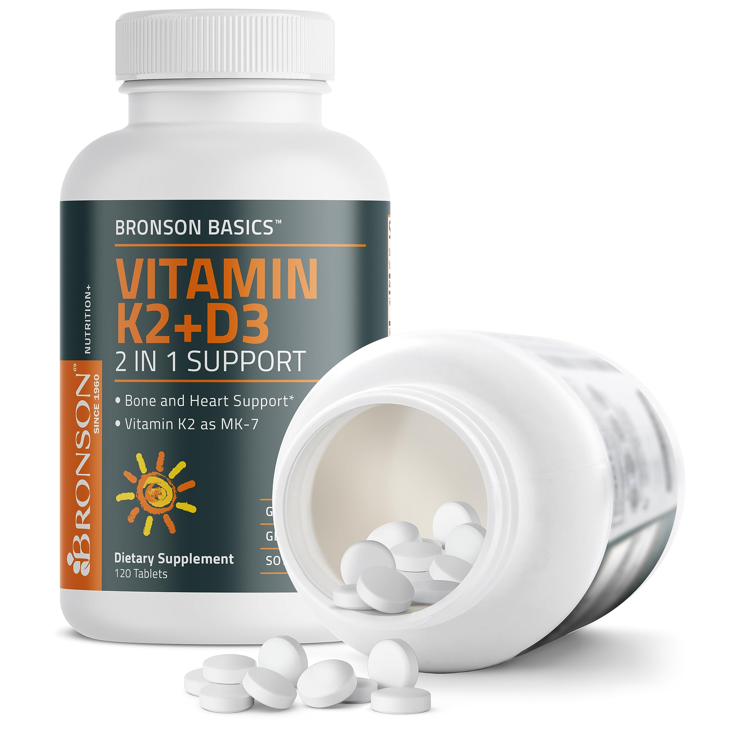 Bronson Basics Vitamin K2 D3 (MK7) Supplement Non-GMO Formula 5000IU (125 mcg) BronsonUS supplements