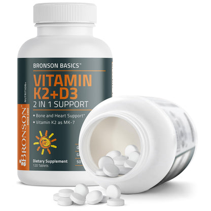 Bronson Basics Vitamin K2 D3 (MK7) Supplement Non-GMO Formula 5000IU (125 mcg) BronsonUS supplements