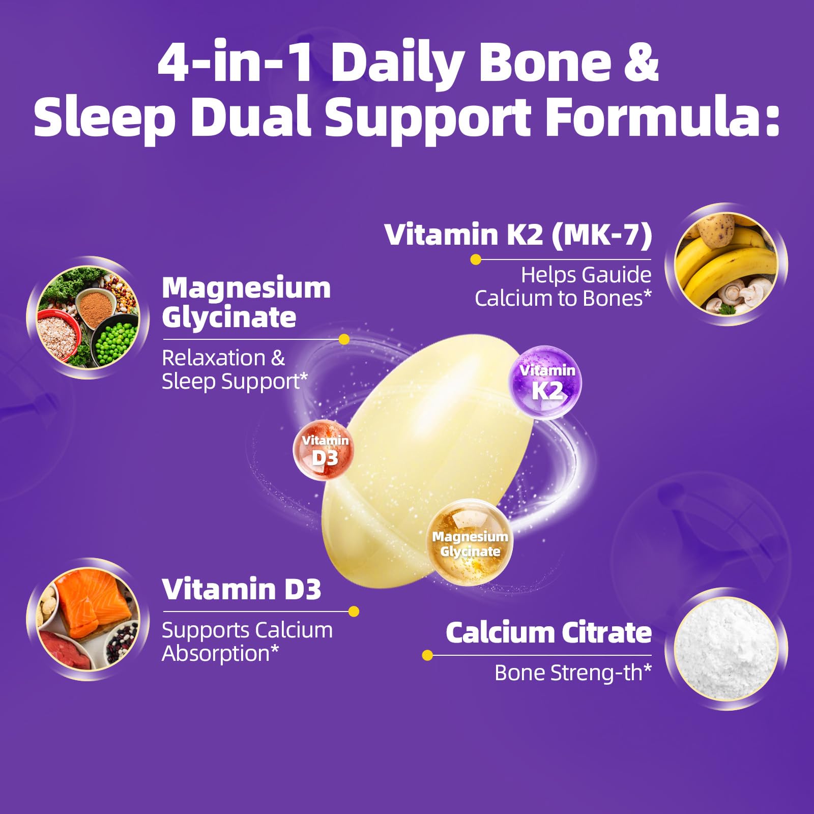 Magnesium Glycinate 400mg Softgels, Small Easy to Swallow High Absorption Magnesium Supplement, with Vitamin D3 & K2 for Sleep Relax Calm Muscle Bone* Health, 120 Gelcaps AlliwiseAu supplements