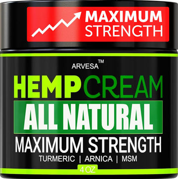 Natural Hemp Cream - Maximum Strength Gel - Hemp Cream with Arnica, MSM, Glucosamine, Menthol, Aloe, Turmeric, Boswellia - Fast Absorption, Non-Greasy, Lightweight - Advanced Formula - 4 oz ArvesaAu supplements