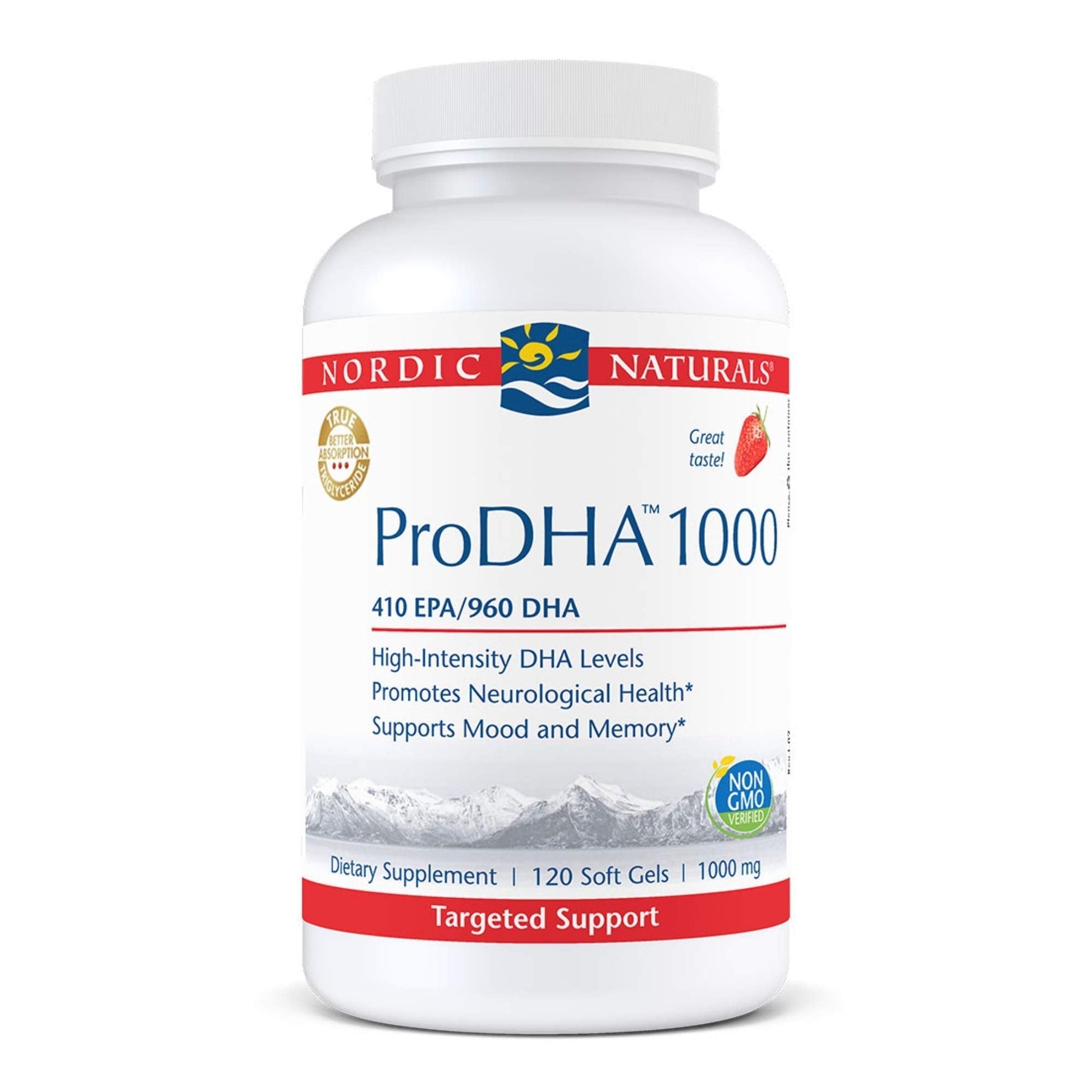 Nordic Naturals ProDHA 1000, Strawberry - 120 Soft Gels - 1660 mg Omega-3 - High-Intensity DHA Formula for Neurological Health, Mood & Memory - Non-GMO - 60 Servings Nordic NaturalsAu supplements