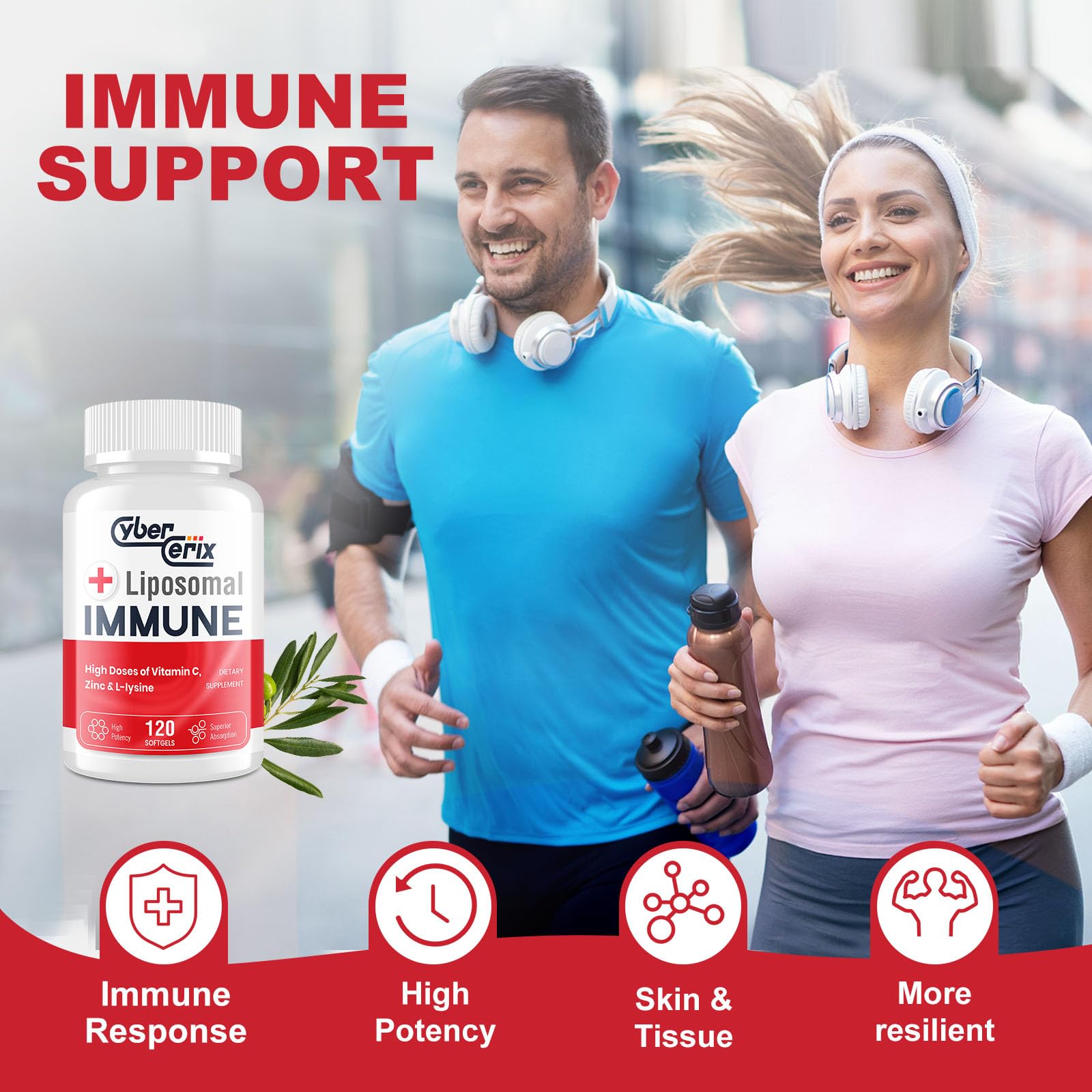 CyberCerix Advanced Liposomal Immune Supplement, Complex with L-Lysine 1,500mg, Vitamins, Minerals & Herbal Extracts, Comprehensive Daily Wellness Blend for Men & Women - 120 Capsules CyberCerixAu supplements