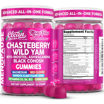 Clean Nutra Menopause Supplements for Women Chastberry Wild Yam Gummies Inositol Black Cohosh Magnesium Red Clover DIM Supplement B6 Magnesium Glycinate Glycine Vitex Hormone Balance Gummy Vitamins Clean NutraceuticalsAu supplements