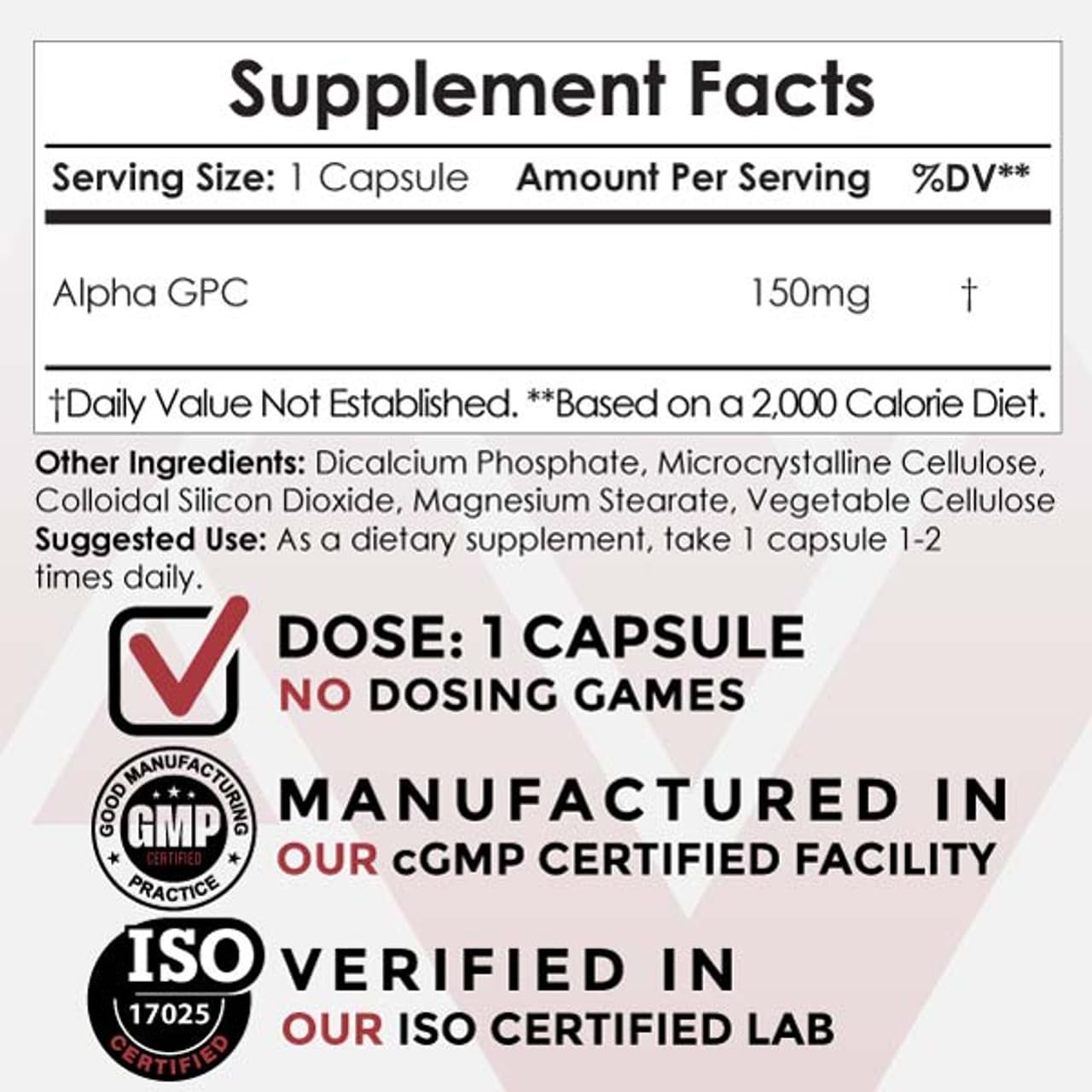 Nootropics Depot Alpha GPC Capsules | 150mg | 60 Count | Choline Supplement | Brain Health Supplement | Supports Healthy Brain Function | Enhance Cognition, Memory + Focus Nootropics DepotAu supplements