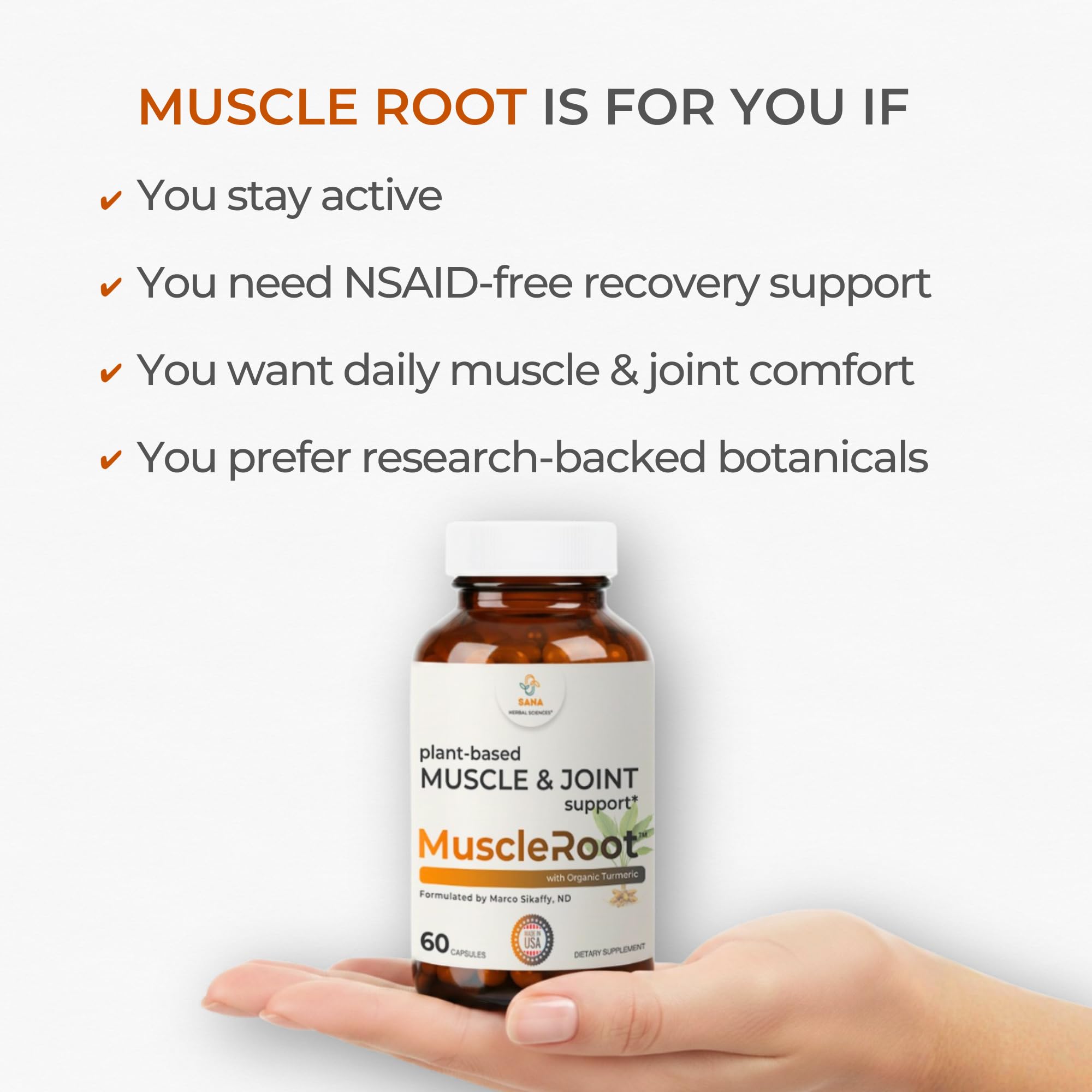 Muscle & Joint Support Supplement – Botanical Formula for Healthy Inflammatory Response | 6 Research-Backed Botanicals | Organic Turmeric | 60 Capsules | Sana Herbal Sana Herbal SciencesAu supplements