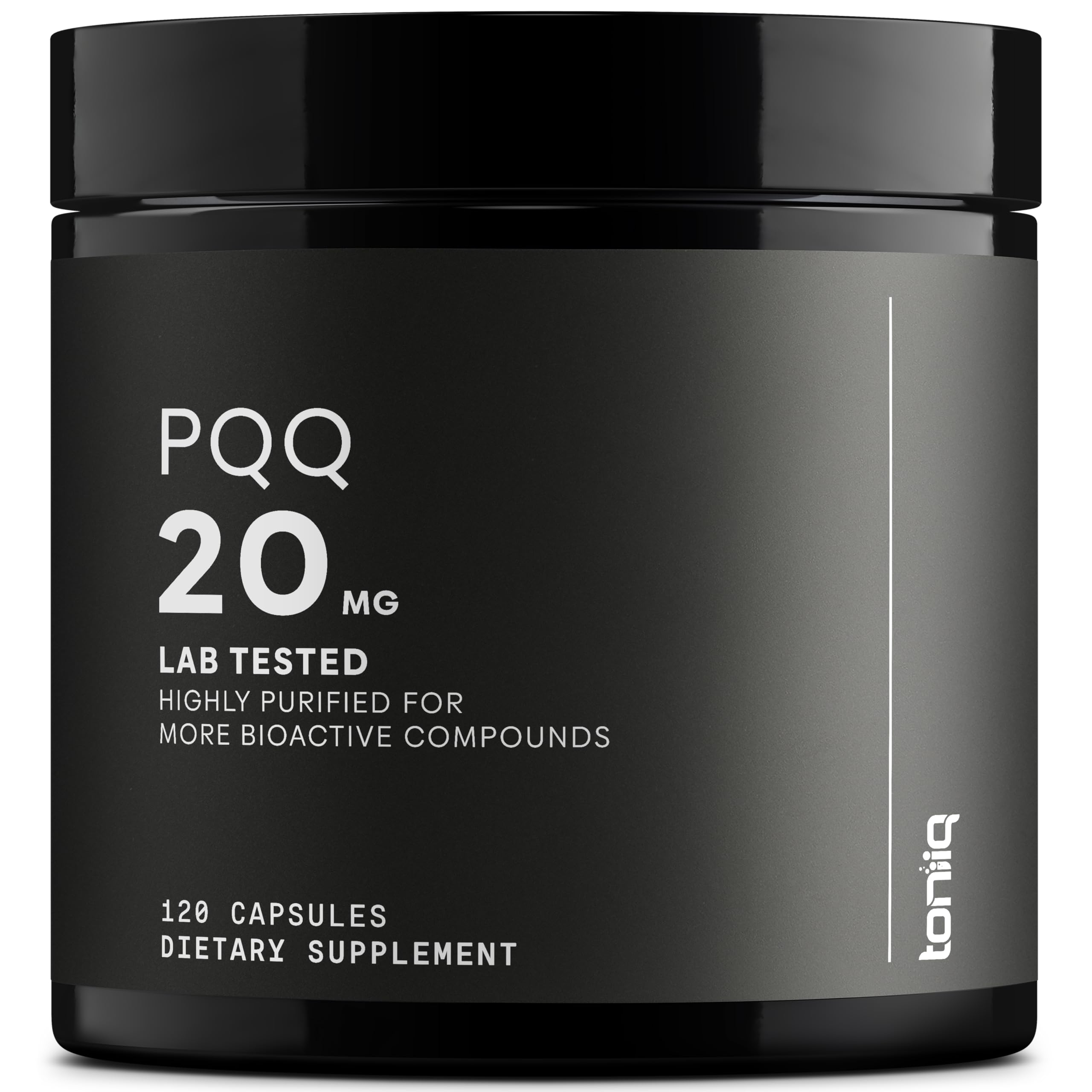 Toniiq 99%+ 20mg Supplement - Ultra High Purity PQQ 20mg Concentrated Formula - PQQ 20 mg 120 Capsules - Pyrroloquinoline Quinone Supplement - 1 Capsule Serving - Vegetarian Capsules ToniiqAu supplements