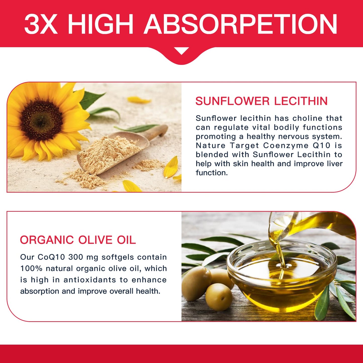 NATURE TARGET CoQ10-300mg-Softgels + PQQ with Organic-Olive-Oil - High Absorption NATURE TARGETUS supplements