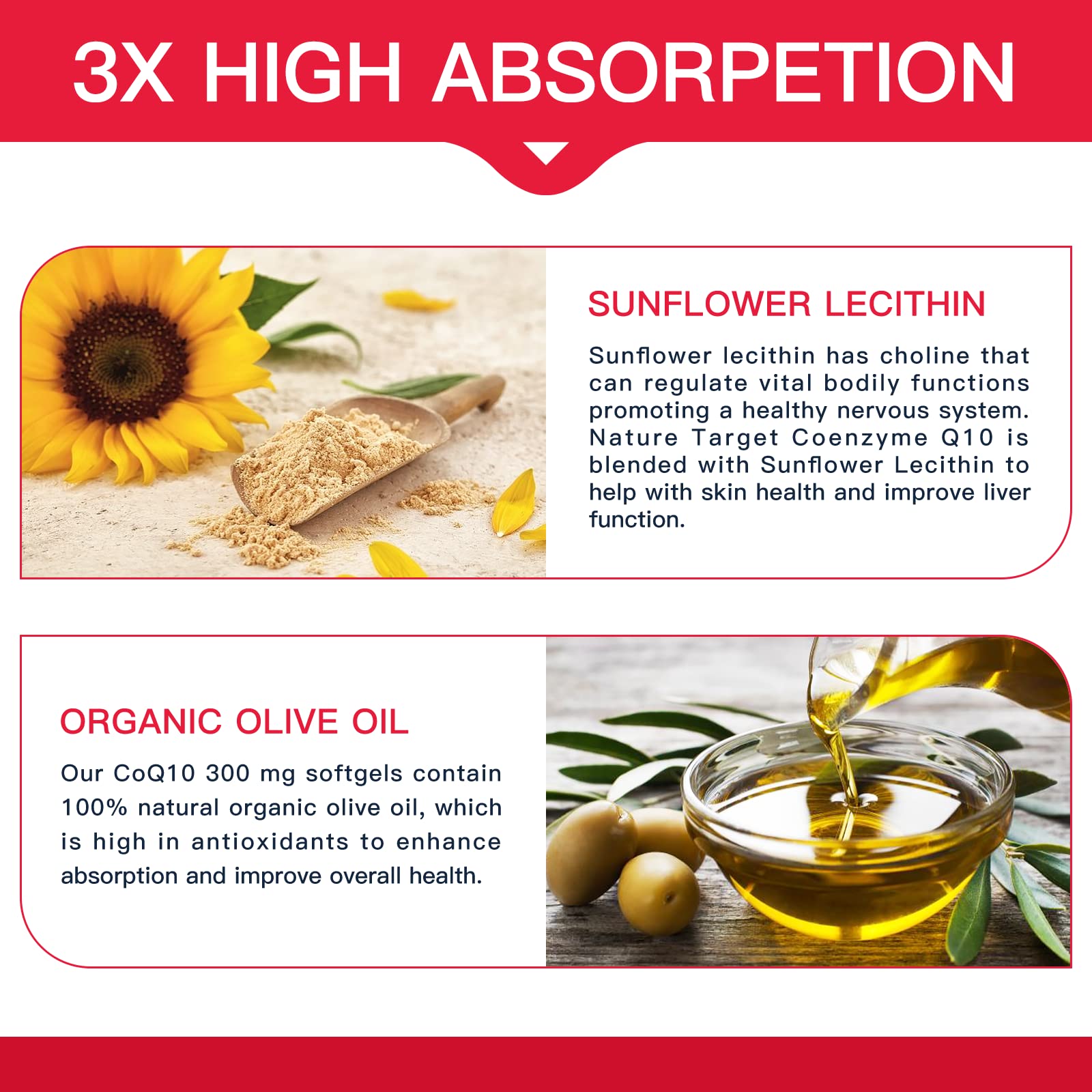NATURE TARGET CoQ10-300mg-Softgels + PQQ with Organic-Olive-Oil - High Absorption NATURE TARGETUS supplements