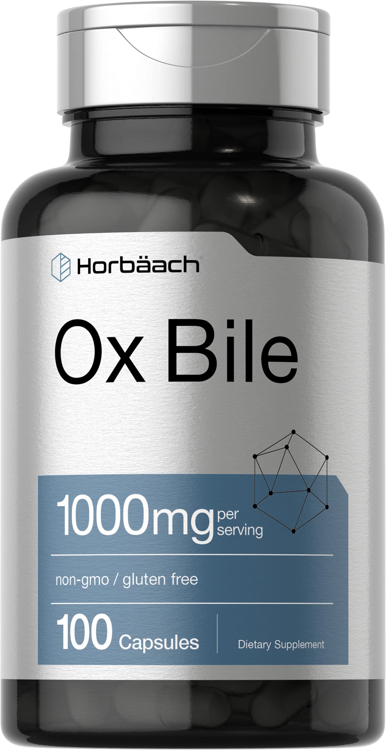Ox Bile 1000 mg 100 Capsules | Digestive Enzymes Supplement | Non-GMO & Gluten Free HorbäachAu supplements