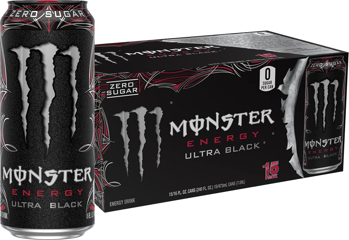 Monster Energy Ultra Black, Sugar Free Energy Drink, 16 Ounce (Pack of 15) Monster EnergyUS supplements
