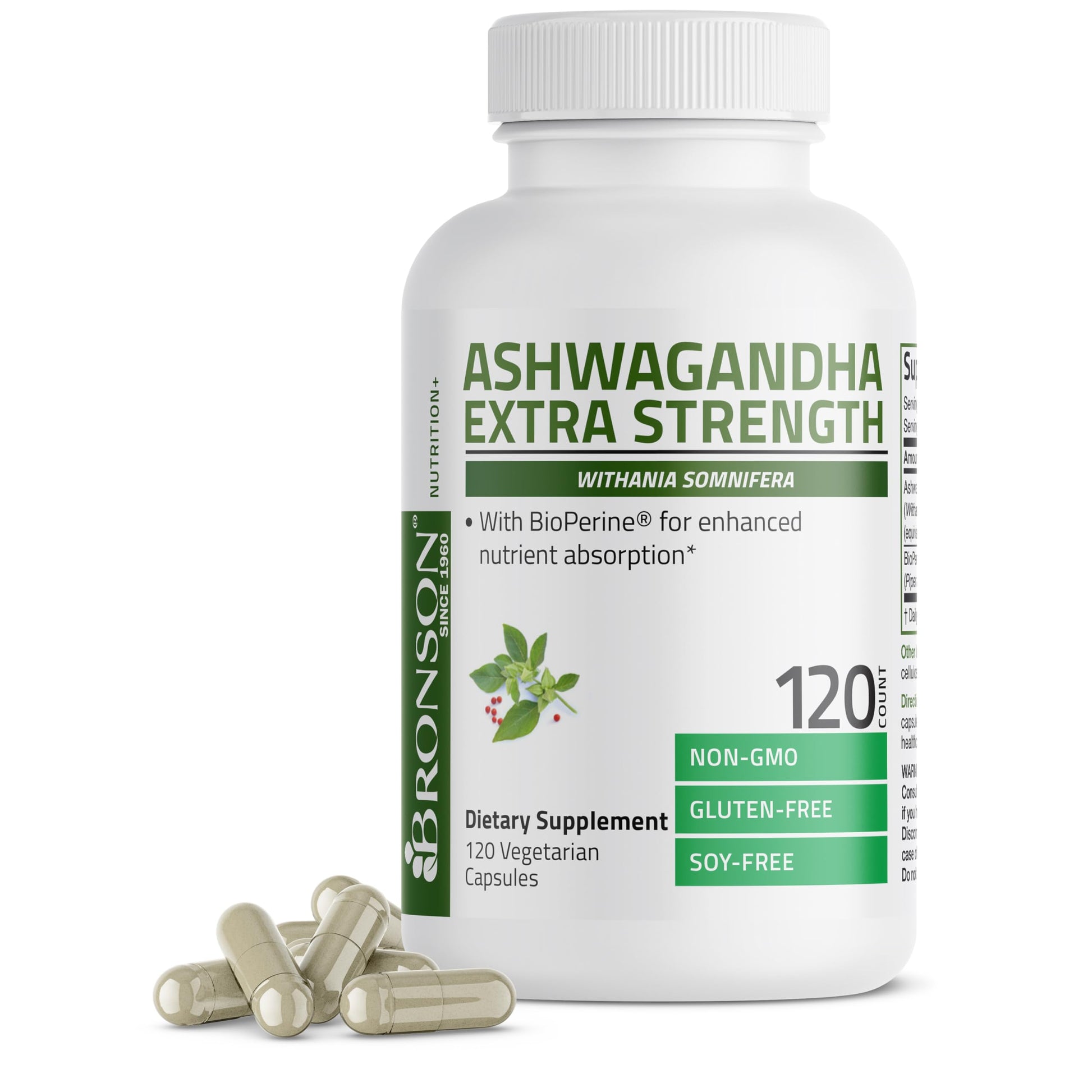 Bronson Ashwagandha Extra Strength Stress & Mood Support with BioPerine - Non GMO Formula, 120 Vegetarian Capsules BronsonAu supplements