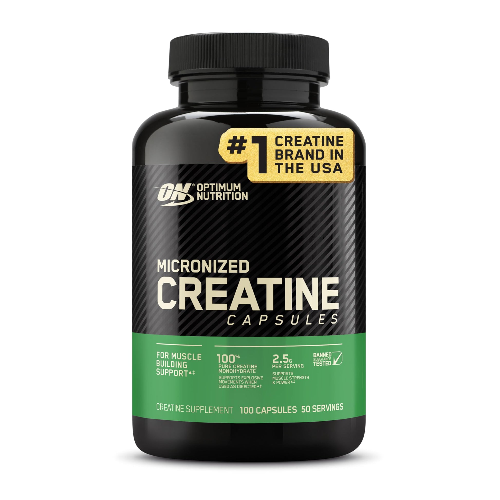 Optimum Nutrition Micronized Creatine Monohydrate Capsules, Keto Friendly, 2500mg, 100 Capsules Optimum NutritionAu supplements