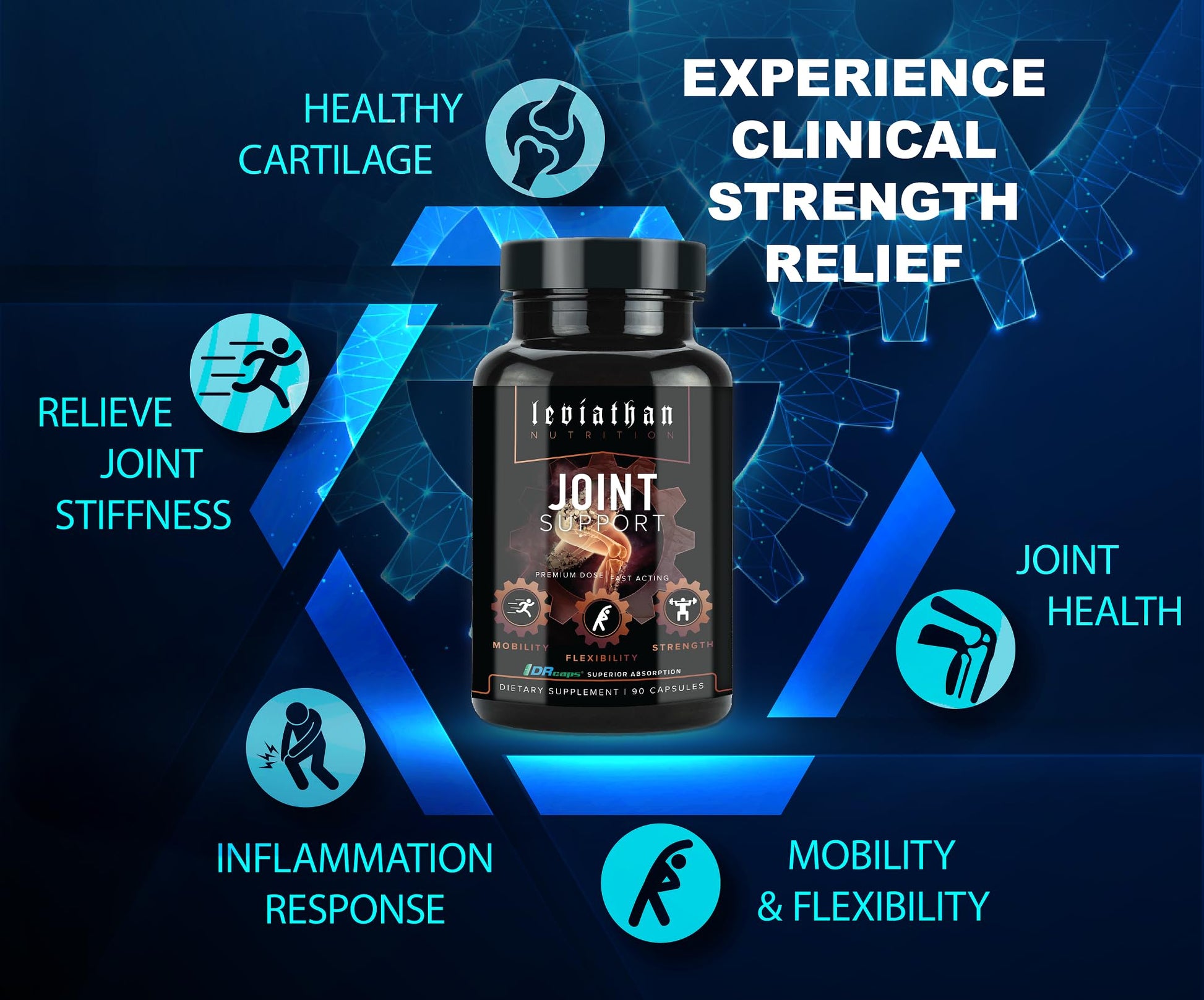 Leviathan Nutrition Joint Support | Helps Repair & Restore Joints for Comfort Mobility, Flexibility, Strength & Joint Health with Boswellia for Hands Back Knee and Joints for Men & Women - 90 Capsules Leviathan NutritionAu supplements