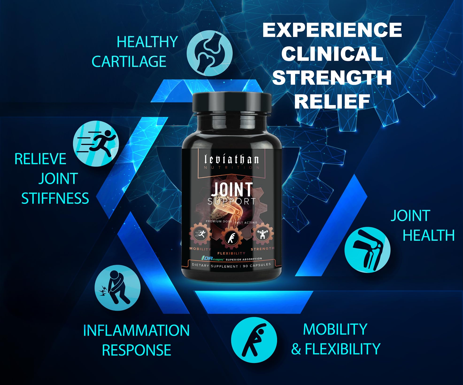 Leviathan Nutrition Joint Support | Helps Repair & Restore Joints for Comfort Mobility, Flexibility, Strength & Joint Health with Boswellia for Hands Back Knee and Joints for Men & Women - 90 Capsules Leviathan NutritionAu supplements