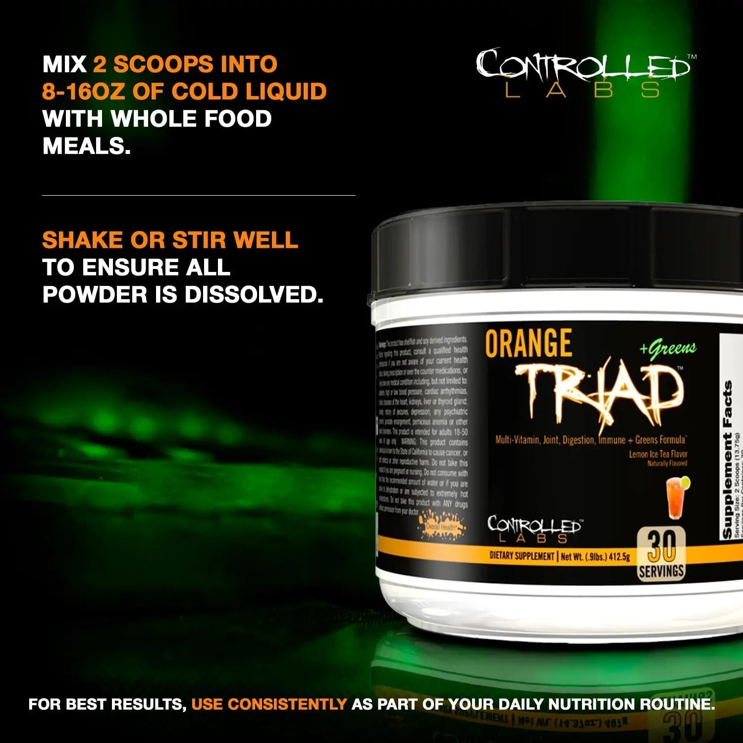CONTROLLED LABS Orange Triad Plus Greens for Men and Women, 30 Servings Iron Free Sports Supplement for Overall Health CONTROLLED LABSAu supplements