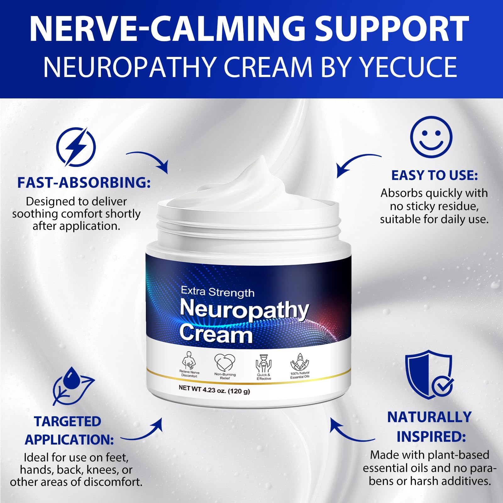 Neuropathy Cream for Feet, Legs & Hands – Lightweight, Plant-Based Formula with Cooling Comfort, 120g CFXYHNOXAu supplements