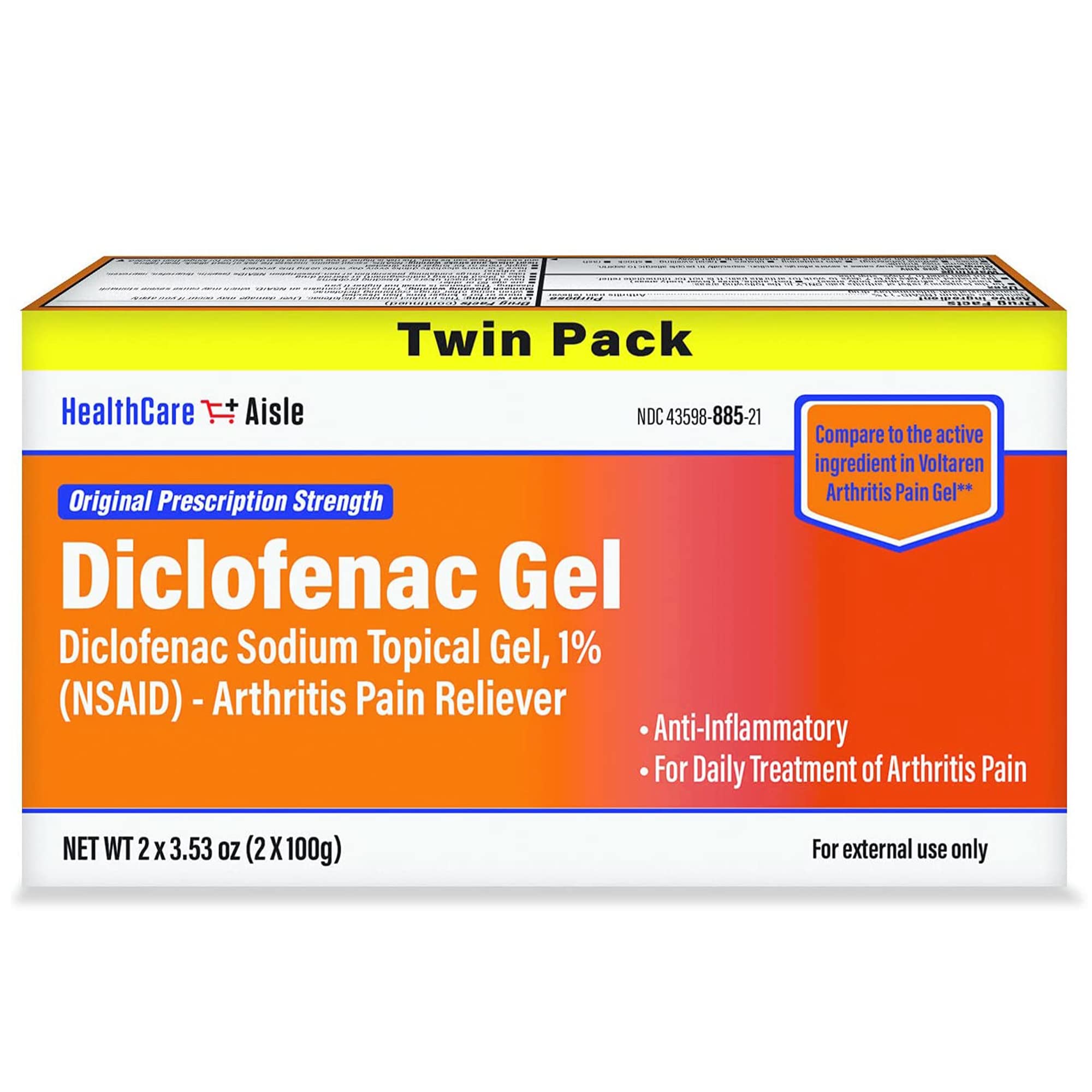 HealthCareAisle Diclofenac Gel Twin Pack Diclofenac Sodium Topical Gel (NSAID) Arthritis Pain Reliever 1% 200 grams (2 x 100g) HealthCareAisleAu supplements