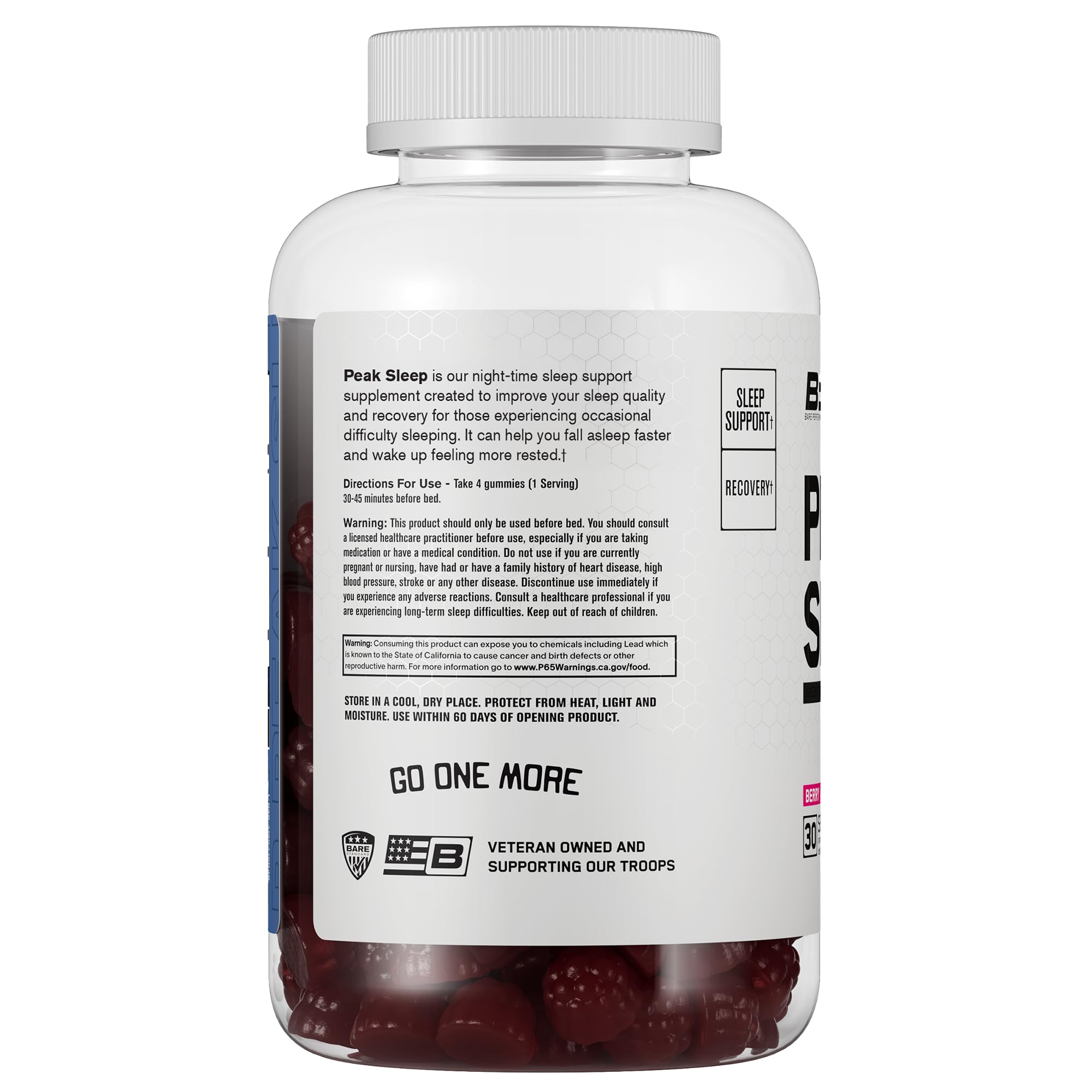 BARE PERFORMANCE NUTRITION, BPN Peak Sleep Gummy, Sleep Aid & Recovery Support Supplement, 30 Servings, Berry BARE PERFORMANCE NUTRITIONAu supplements