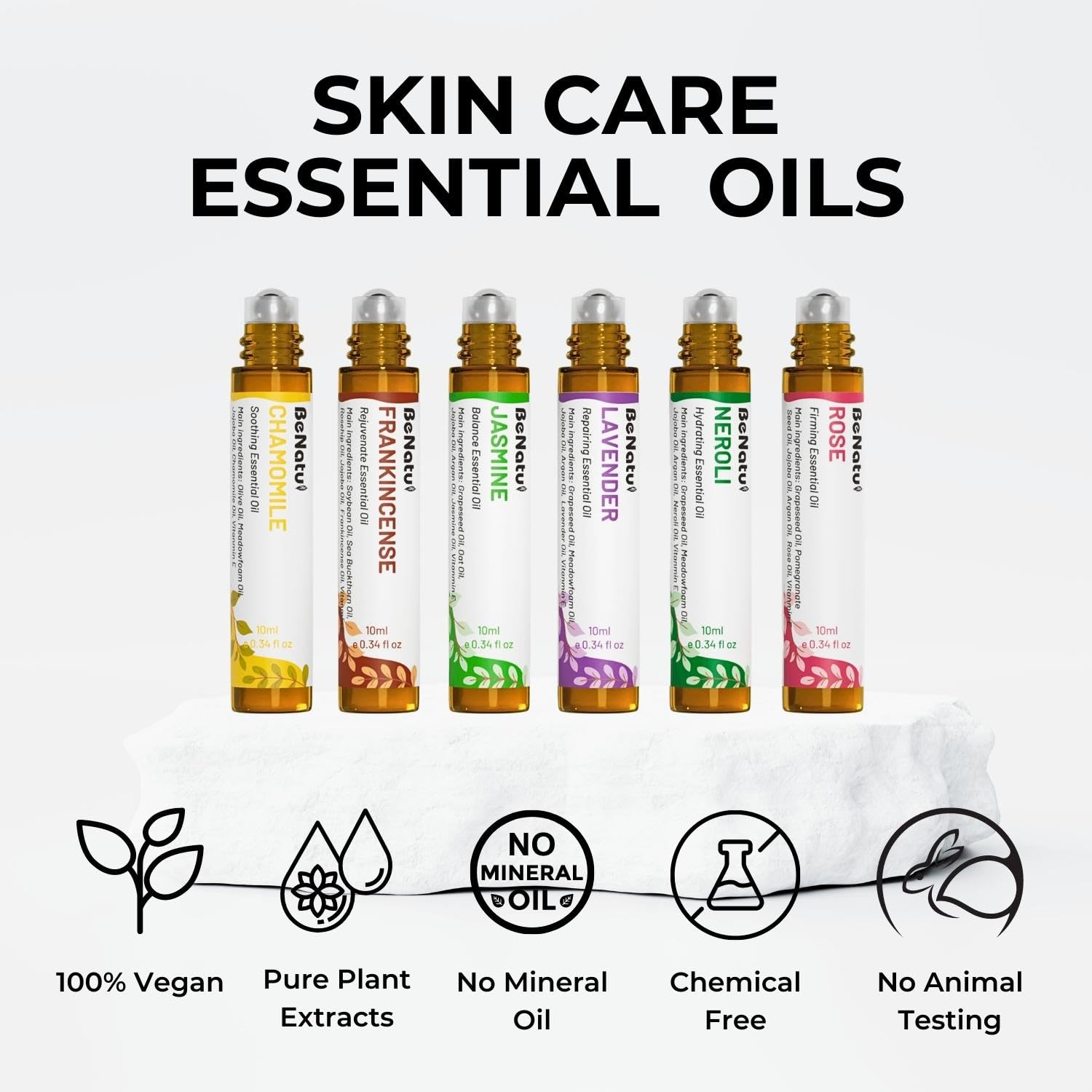 benatu 6-Pack Facial Essential Oils - Skin Care Set, 100% Pure Plant Extraction, Safe for Sensitive Skin benatuAu supplements