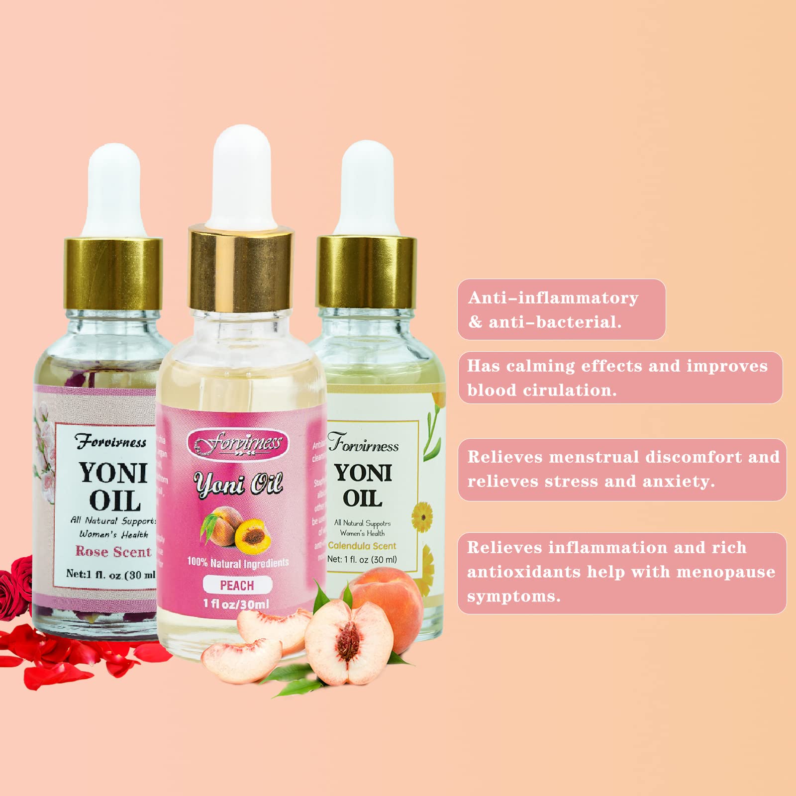 3 Packs Natural Yoni Oil Feminine Wash Ph Balanced for Women, Eliminates Vaginal Odor forvirnessAu supplements