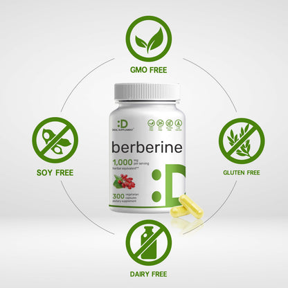 Berberine Supplement, 1,000mg Per Serving, 300 Veggie Capsules – 97% Pure Berberine DEAL SUPPLEMENTUS supplements