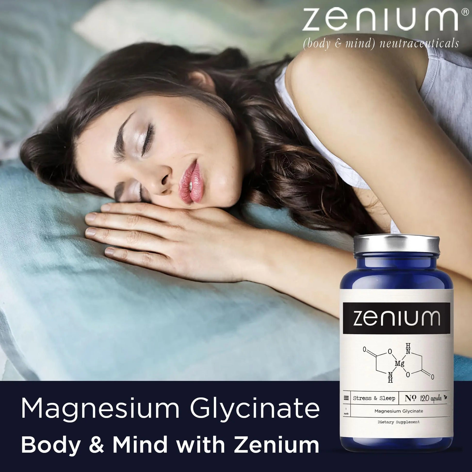 Zenium - Magnesium Glycinate for Sleep, Chelated, 600mg per Serving, 120 Capsules | High Absorption | Relieve Tension, Worry, Nervousness | Calm The Mind & Body | Ayurvedic | Natural Relief Supplement Zeniumnz supplements