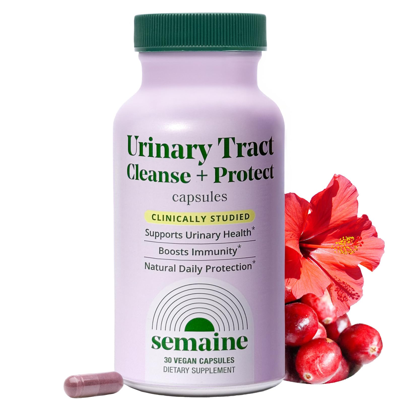 Semaine Urinary Tract Cleanse & Protect – 30 ct, Bladder Support Supplement for Women, Flushes Urinary Tract. Combines Cranberry Proanthocyanidins with Hibiscus. SemaineAu supplements