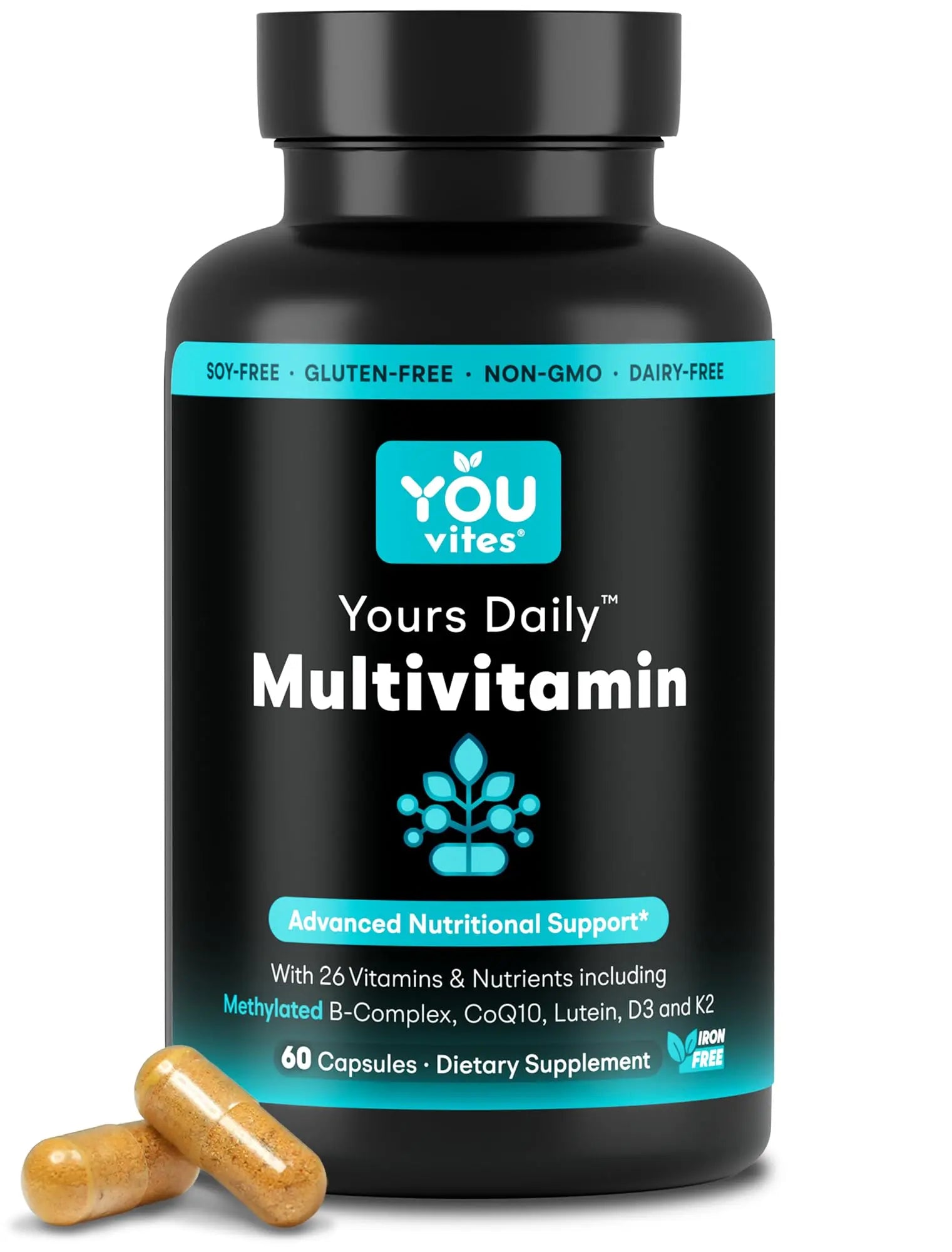 You Vites - Methylated Multivitamin for Men and Women, Methyl Multi Without Iron - 60 Capsules, MTHFR Supplement with Methyl B12, Methylfolate (5-MTHF), CoQ10 for Energy, Heart and Mood Support You VitesAu supplements