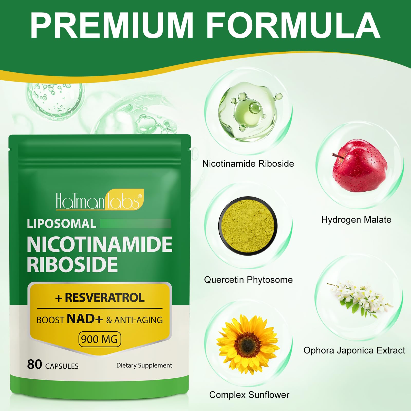 NAD Supplement - Liposomal Nicotinamide Riboside 900mg, Resveratrol, Quercetin - High Purity NAD Supplement for Energy, Support Cellular Health, Stamina & Healthy Aging - Ultra Strength 80 Capsules MXCZBSMAu supplements