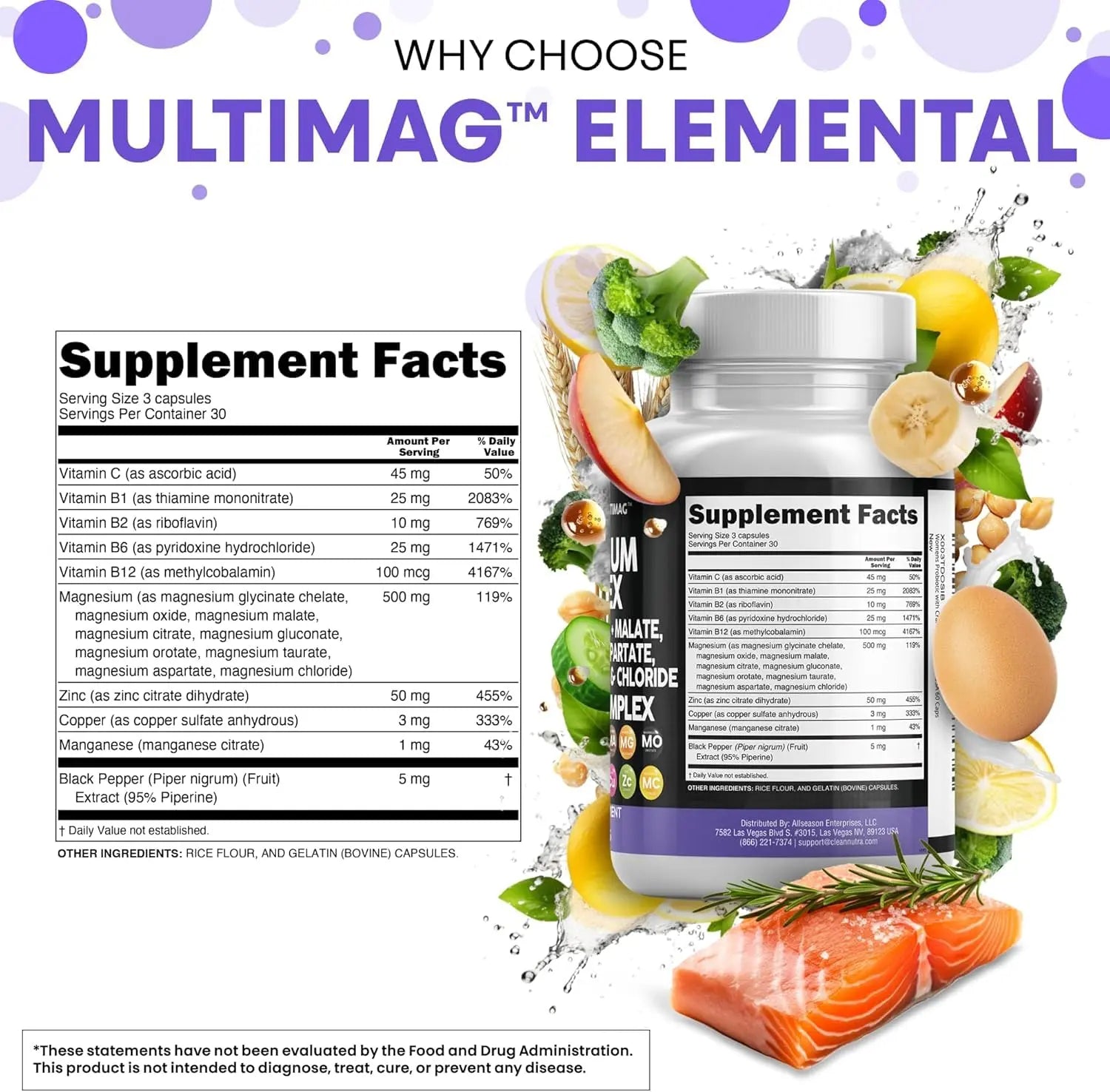Clean Nutraceuticals Magnesium Complex with Magnesium Glycinate Citrate Malate Oxide Taurate Aspartate Orotate & Mag Chloride, Zinc Copper Manganese (90 Count (Pack of 2)) Clean Nutraceuticalsnz supplements
