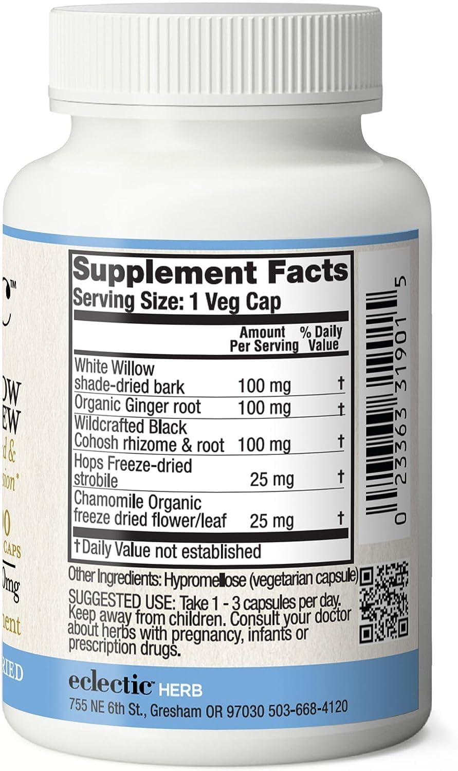 Eclectic Institute Raw Fresh Freeze-Dried Non-GMO White Willow - Feverfew | Support Body's Response to Occasional Pain | 90 CT (350 mg) ECLECTIC INSTITUTEAu supplements