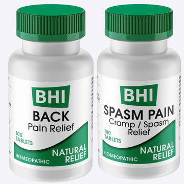 BHI Pain & Spasm Bundle BHI Back Homeopathic Support for Back Pain (100 Tablets) +BHI Spasm, Natural Relief for Cramps & Spasms, Homeopathic Medicine (100 Tablets) MediNaturaAu supplements