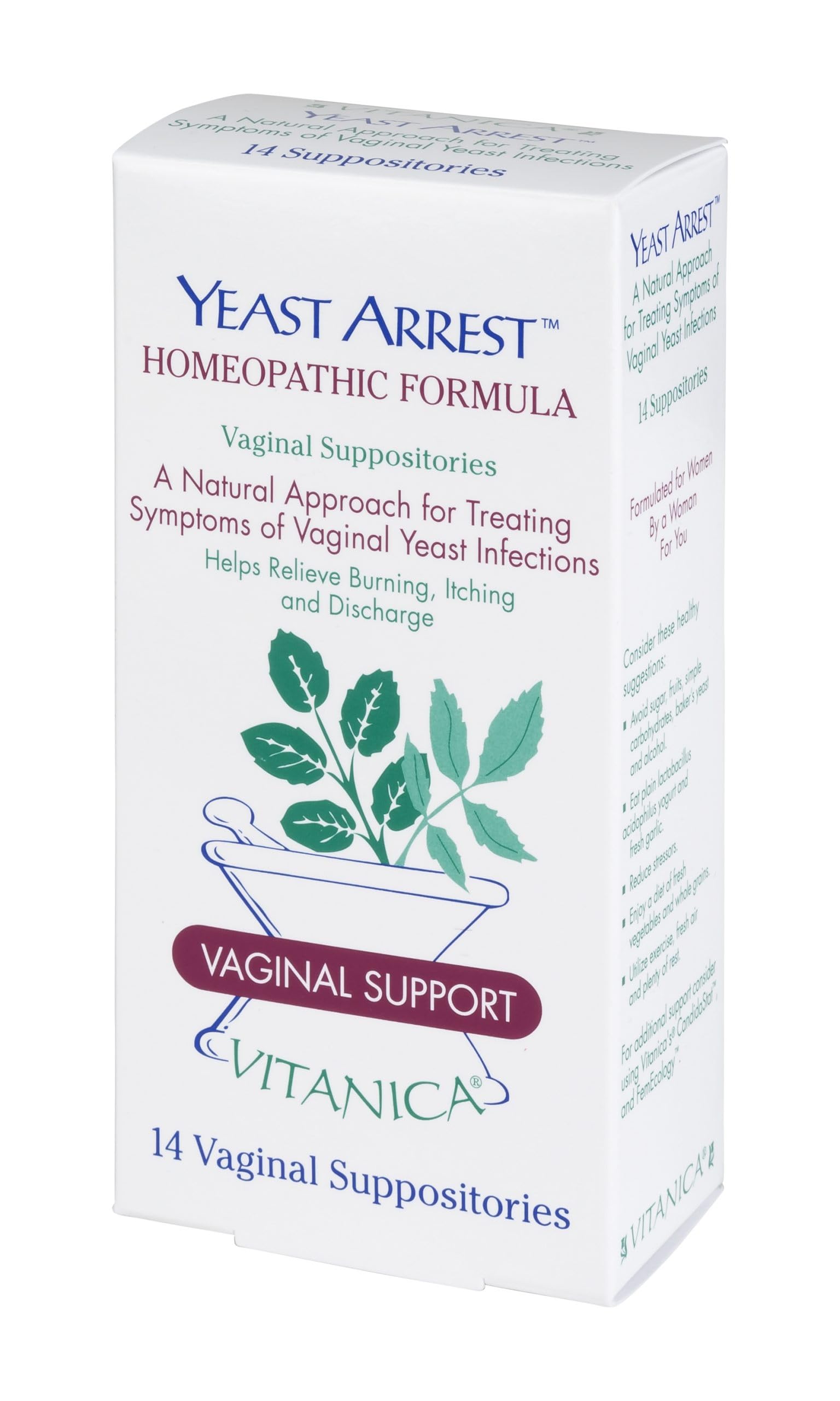 Vitanica Yeast Arrest, Homeopathic Vaginal Suppositories, for Yeast Infection Symptoms VitanicaAu supplements
