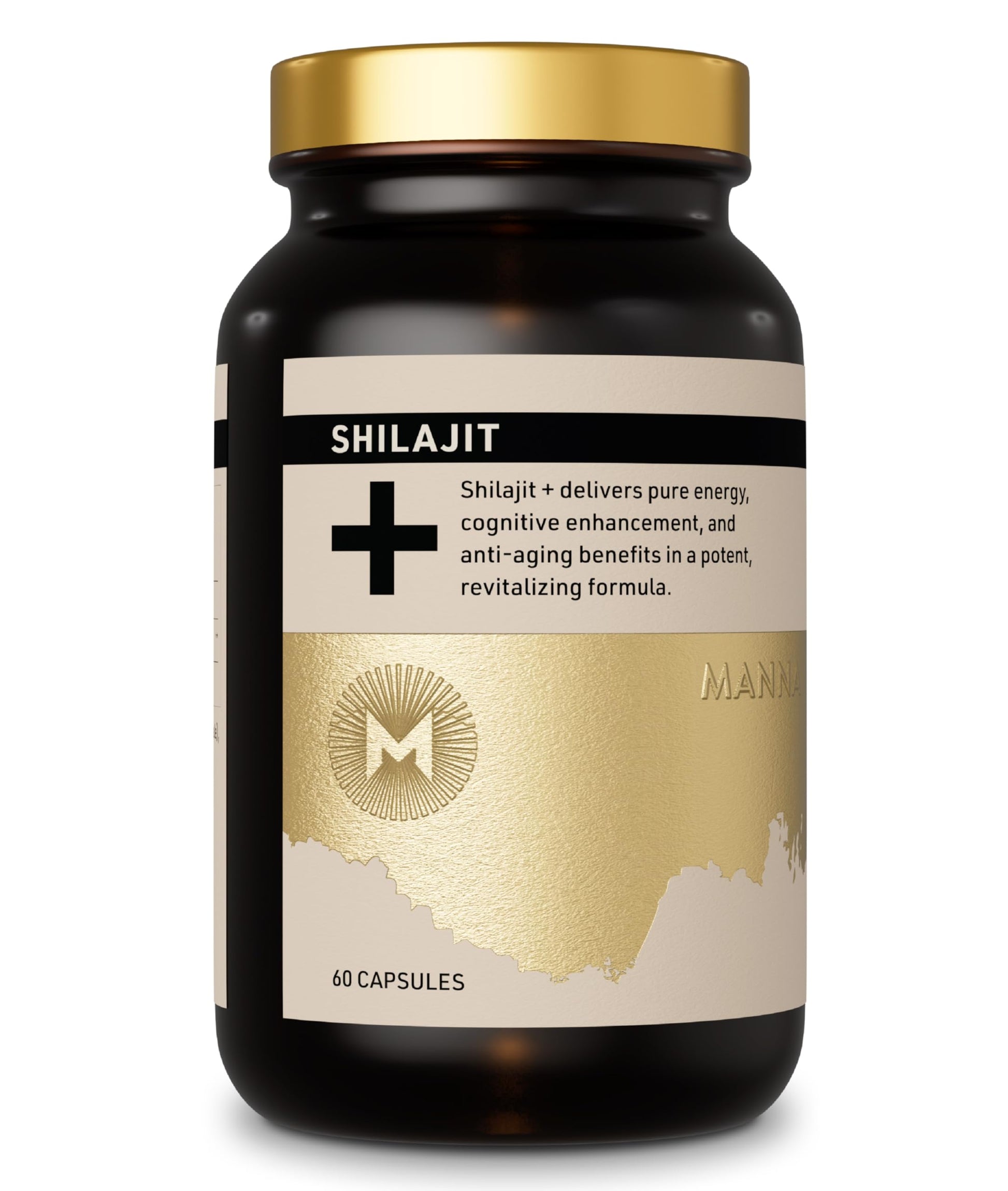 Manna Vitality Shilajit+ Capsules | 1000mg Purified Himalayan Shilajit Resin Supplement | Highest Bioavailability | Energy, Performance, Detox, Vitality, Mental Clarity & Cognitive Support | 60 Count M MannaAu supplements
