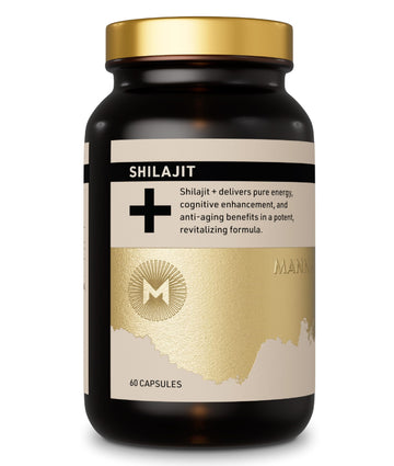 Manna Vitality Shilajit+ Capsules | 1000mg Purified Himalayan Shilajit Resin Supplement | Highest Bioavailability | Energy, Performance, Detox, Vitality, Mental Clarity & Cognitive Support | 60 Count M MannaAu supplements