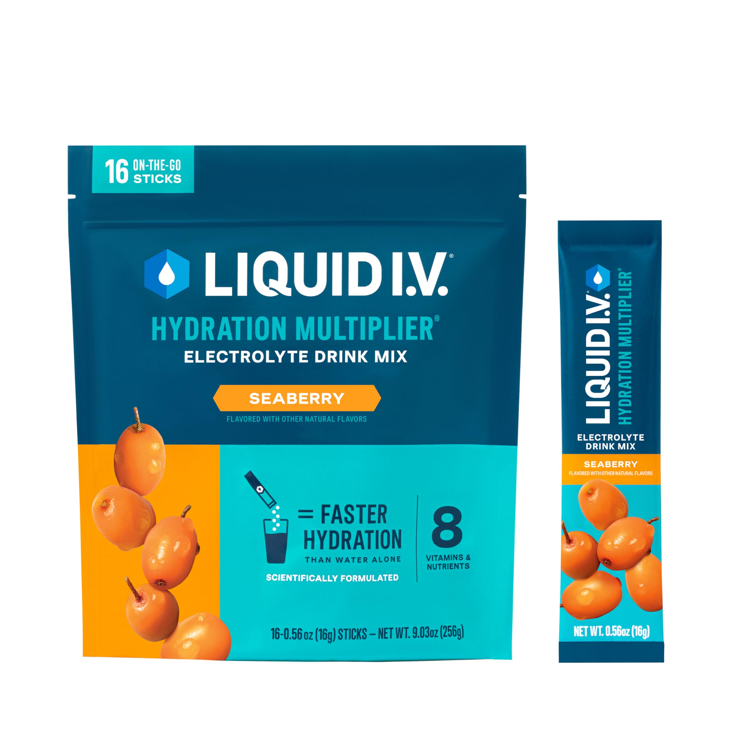 Liquid I.V.® Hydration Multiplier - Seaberry | Electrolyte Powder Drink Mix | 1 Pack (16 Servings) Liquid I.V.US supplements