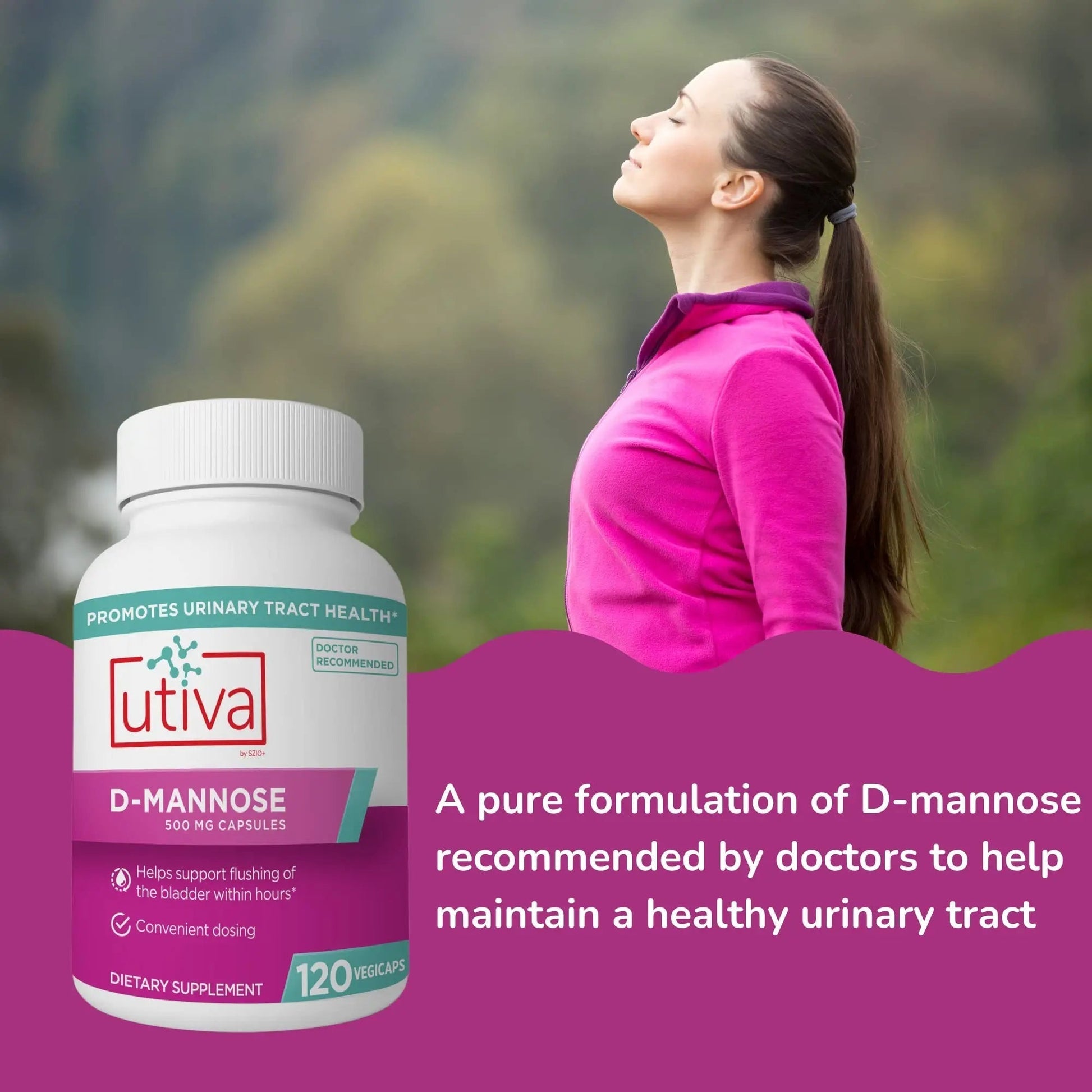 20% Bundle Utiva Cranberry PACs 30 Vegi Capsules Cranberry Supplement for Urinary Tract Health for Women and Men + Utiva D-Mannose 500mg 120 Capsules Naturally Flush The Bladder and Urinary Tract Szio+Au supplements
