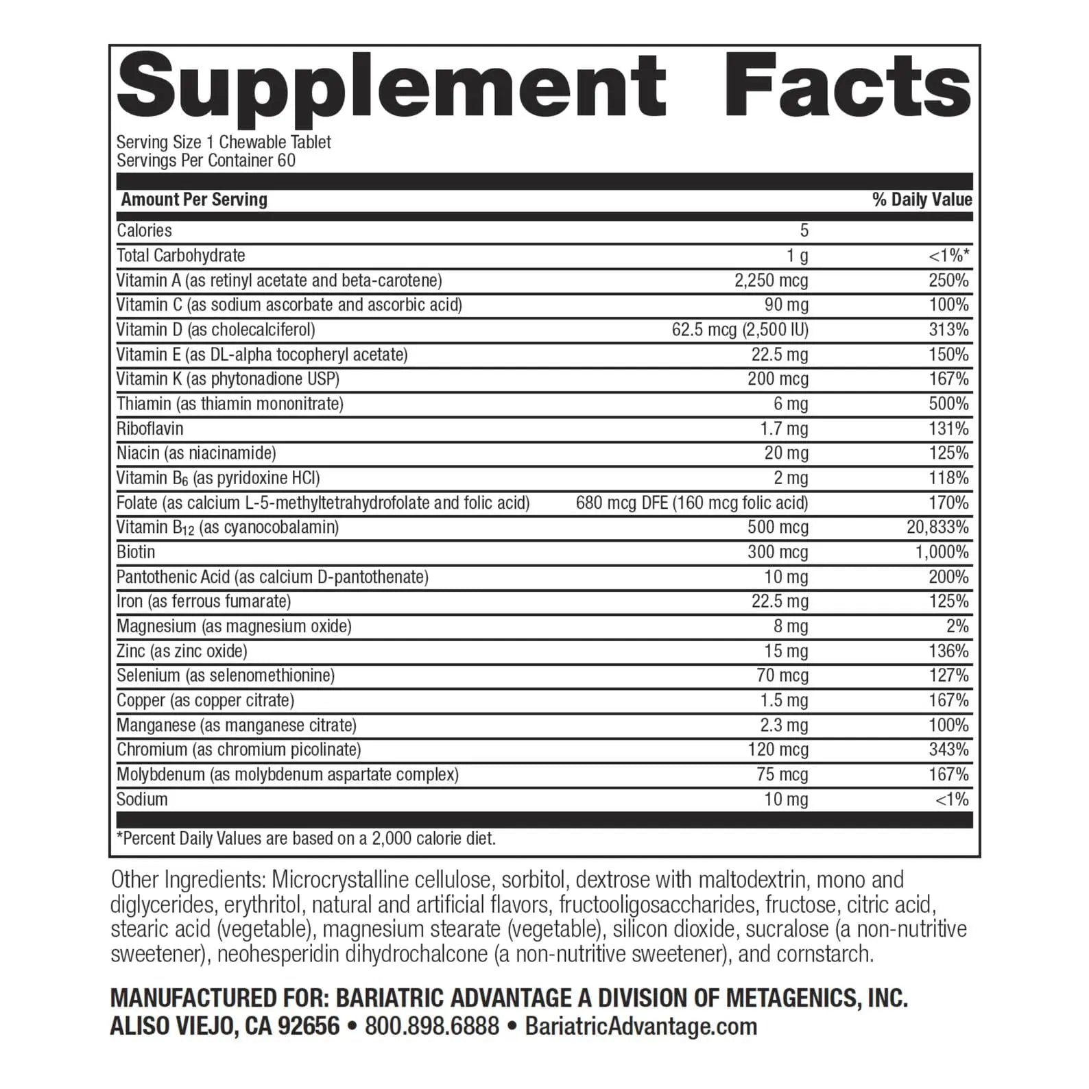 Bariatric Advantage Chewable High ADEK with Iron - for Bariatric Patients - High Potency Vitamin A, D, E & K - Includes B-Vitamins Bariatric AdvantageAu supplements