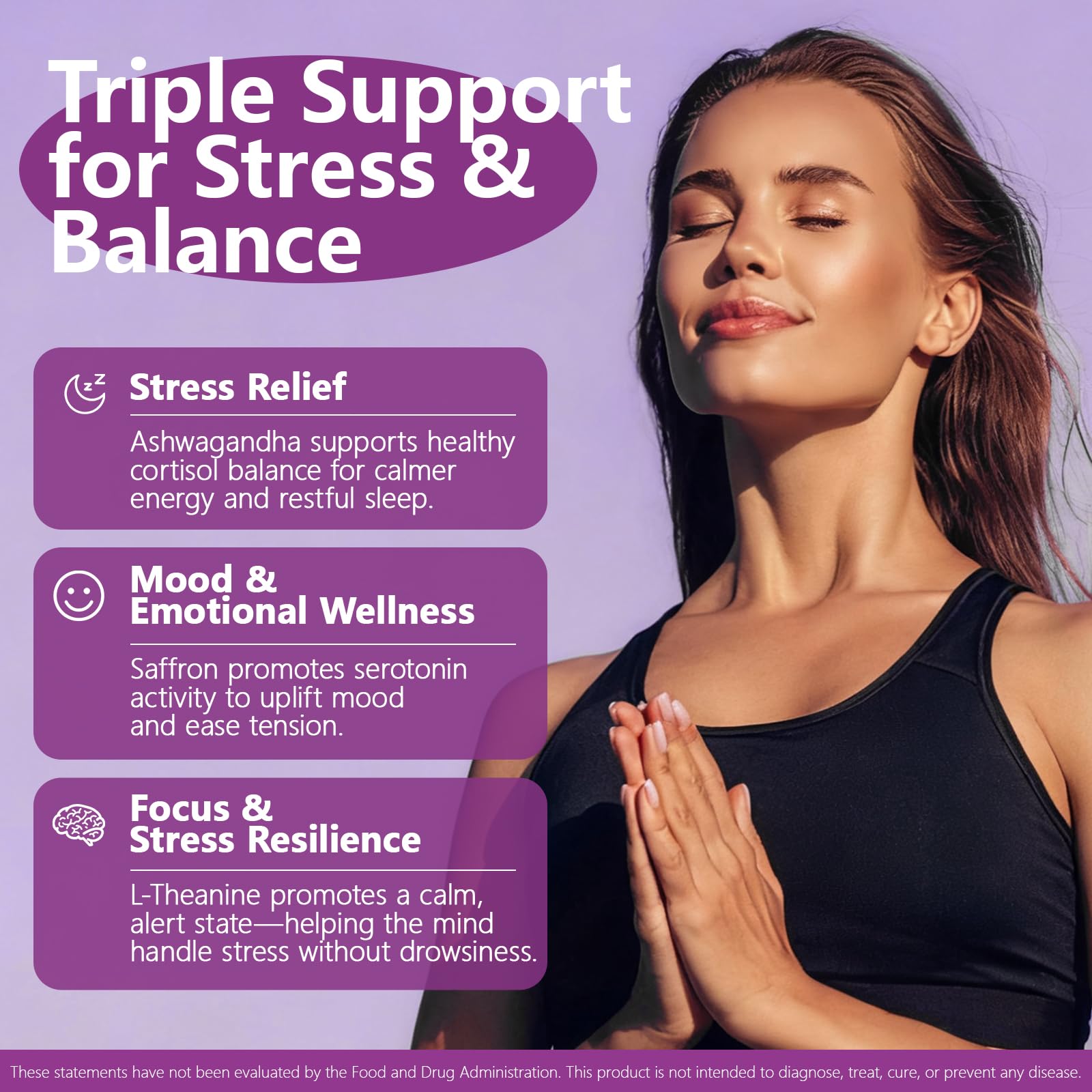 HyberVive Saffron Supplements with Ashwagandha & L-Theanine - 368.5MG - Mood Balance, Stress Relief & Mental Clarity – Cortisol Support for Women & Men, Made in USA, 90 Vegan Capsules HyberViveAu supplements