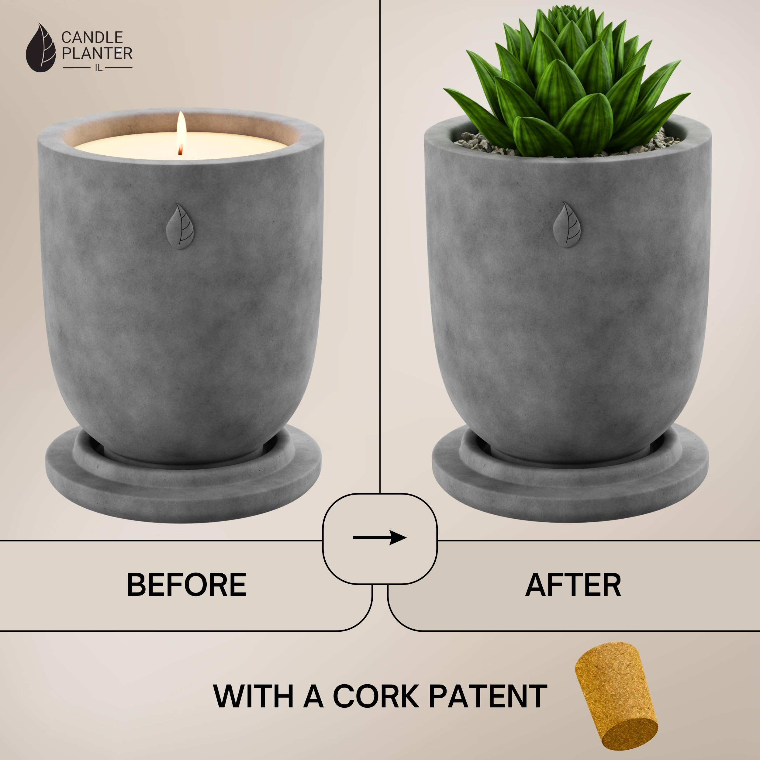 CandlePlanter Concrete Cement Candle Planter - Candles for Home Scented, Soy Candles CANDLEPLANTERAu supplements