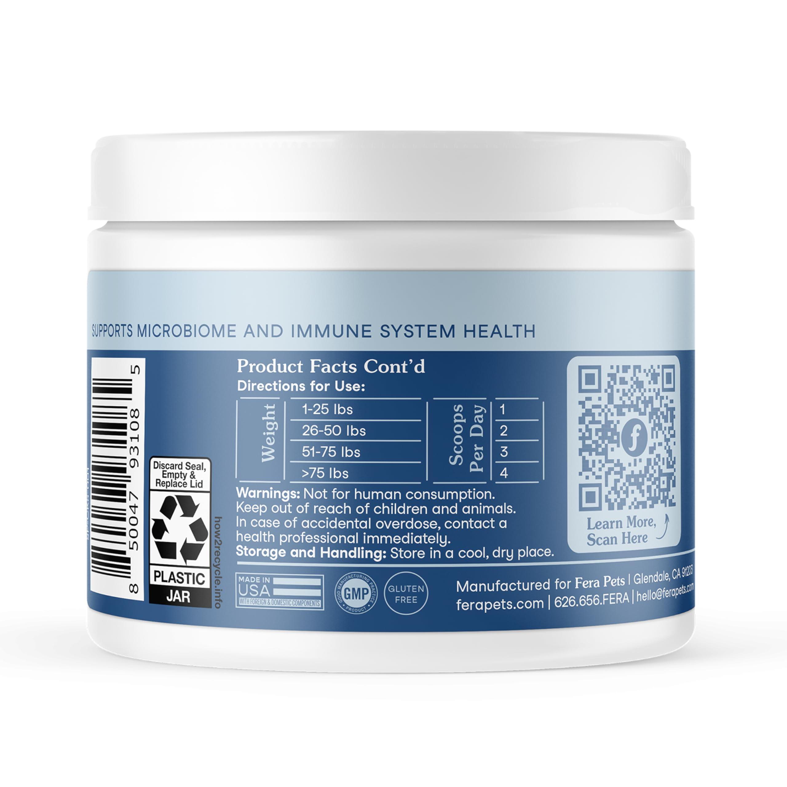 Fera Pets Postbiotics Plus Prebiotics for Dogs & Cats - with Slippery Elm - Promotes Optimal Digestive Health & Inflammatory Response - Enhances Immunity - 120 Scoops Fera PetsAu supplements