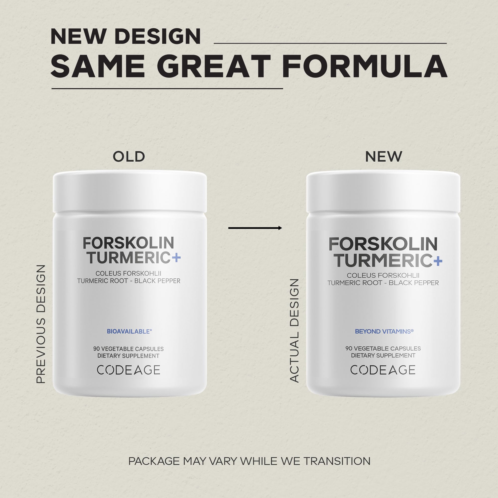 Codeage Forskolin, Pure Forskolin Coleus + Organic Turmeric Root Powder, 95% Curcuminoids + Bioperine Black Pepper - 20% Standardized Coleus Forskohlii Supplement - Non-GMO - 90 Capsules CodeageAu supplements