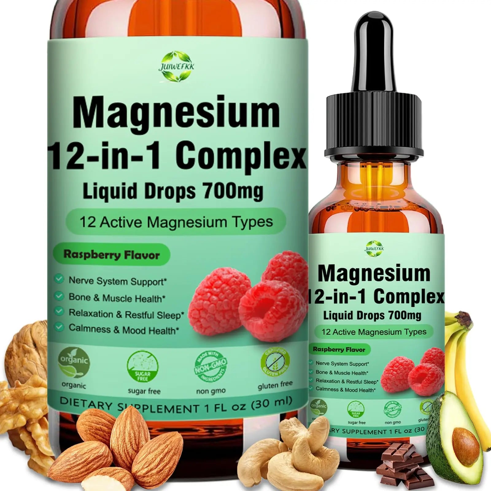 Magnesium 12 in 1 Complex Liquid Drops 700mg, High Absorption Magnesium Glycinate Citrate Malate Taurate & 8 Forms, Magnesium Complex Blend Supplement for Sleep Muscle Nerve Energy Heart Health JUIWEFKKAu supplements